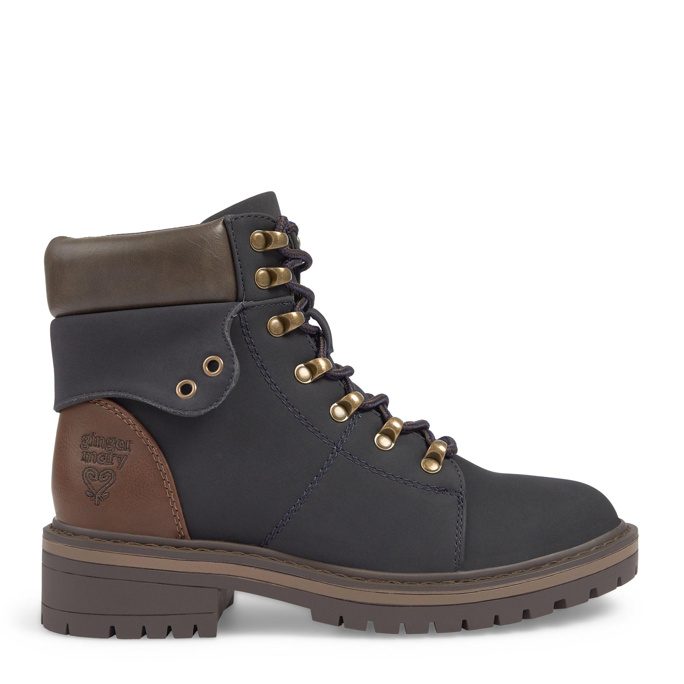 Navy Lace-up Boots