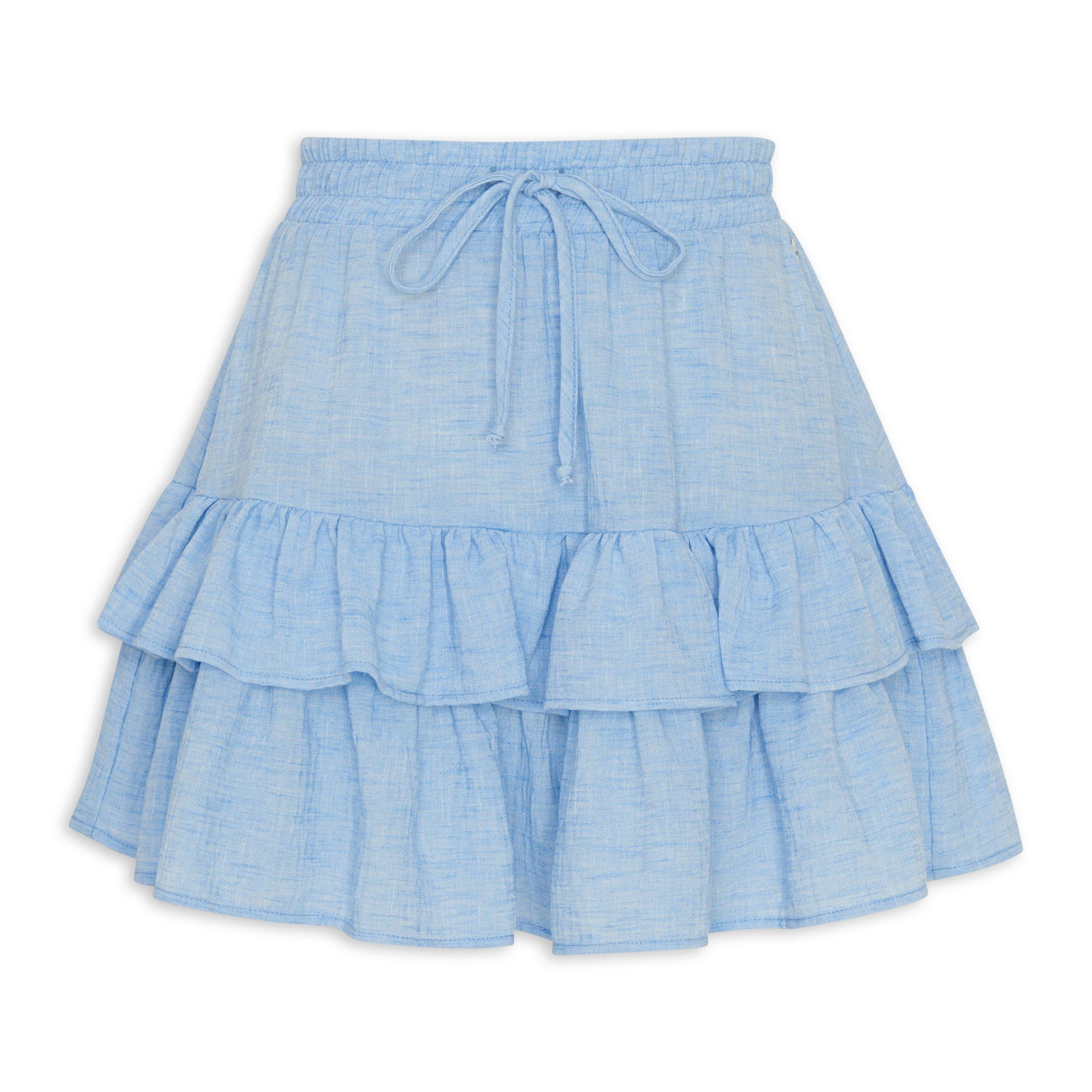 Corina Blue Print Tiered Skirt