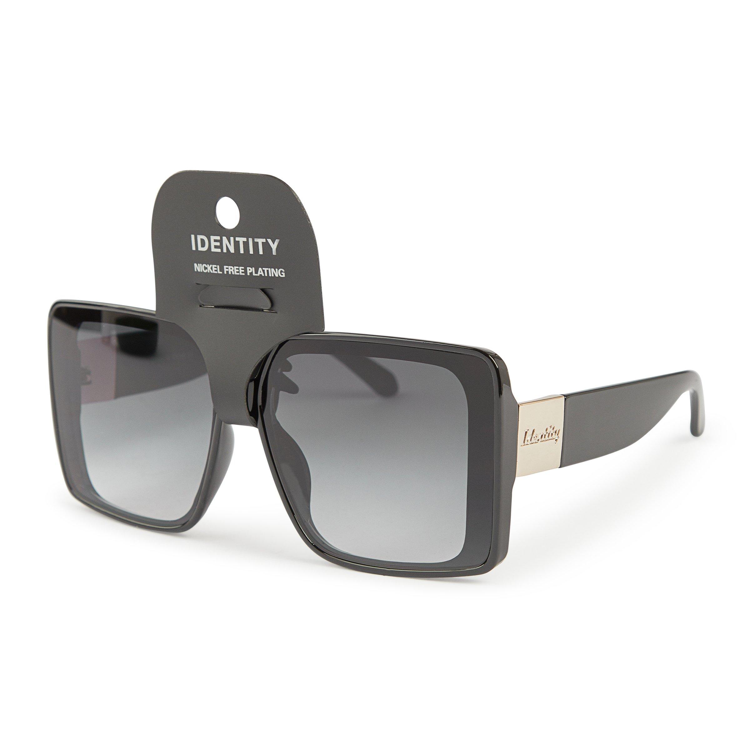 ラッキー Black Square Oversized Sunglasses (3200555) | Identity