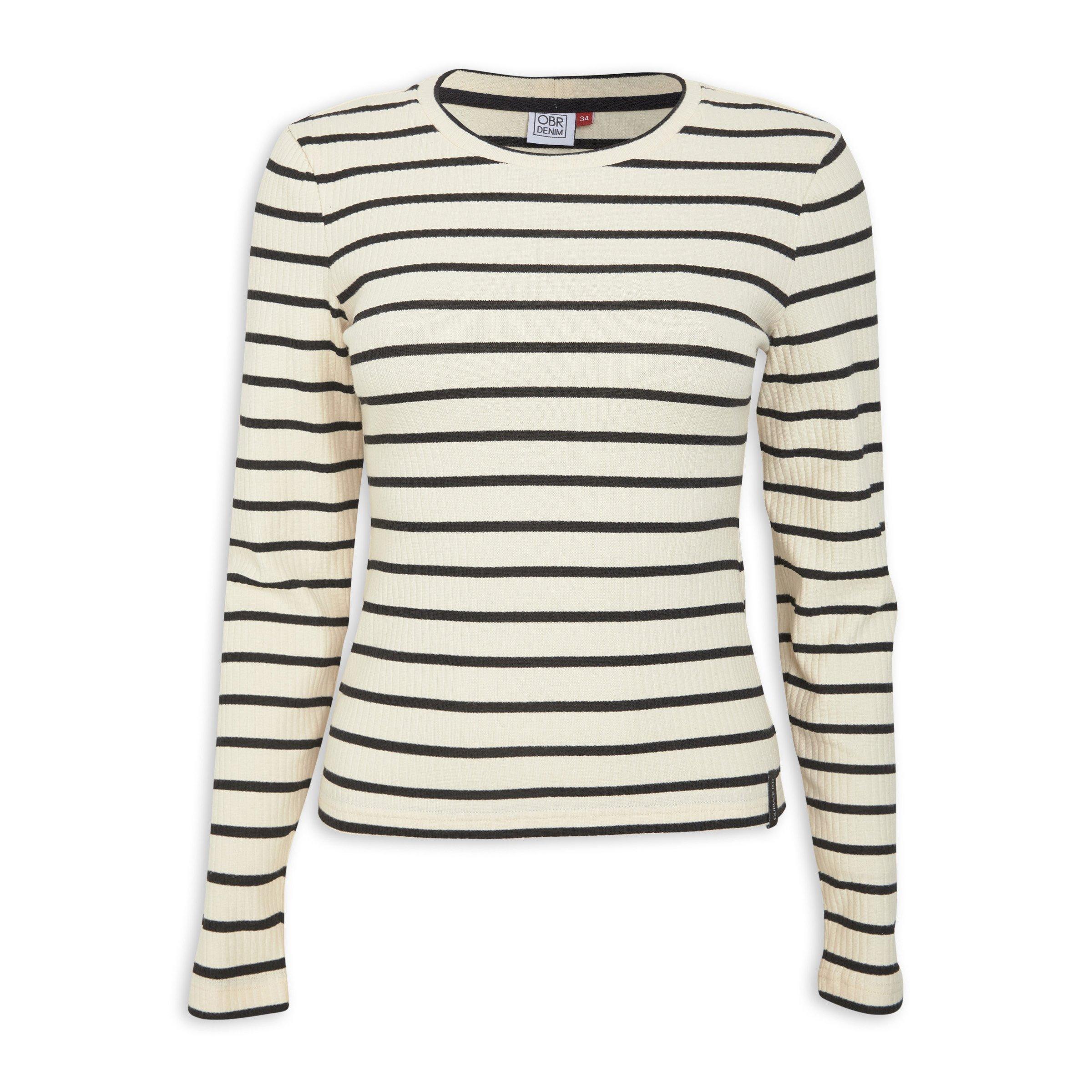 Men's Beige Striped T-Shirt
