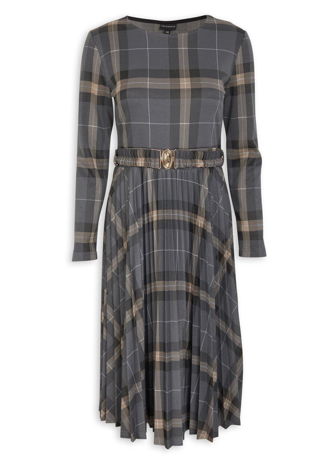 4510144 Grey Plaid Dress