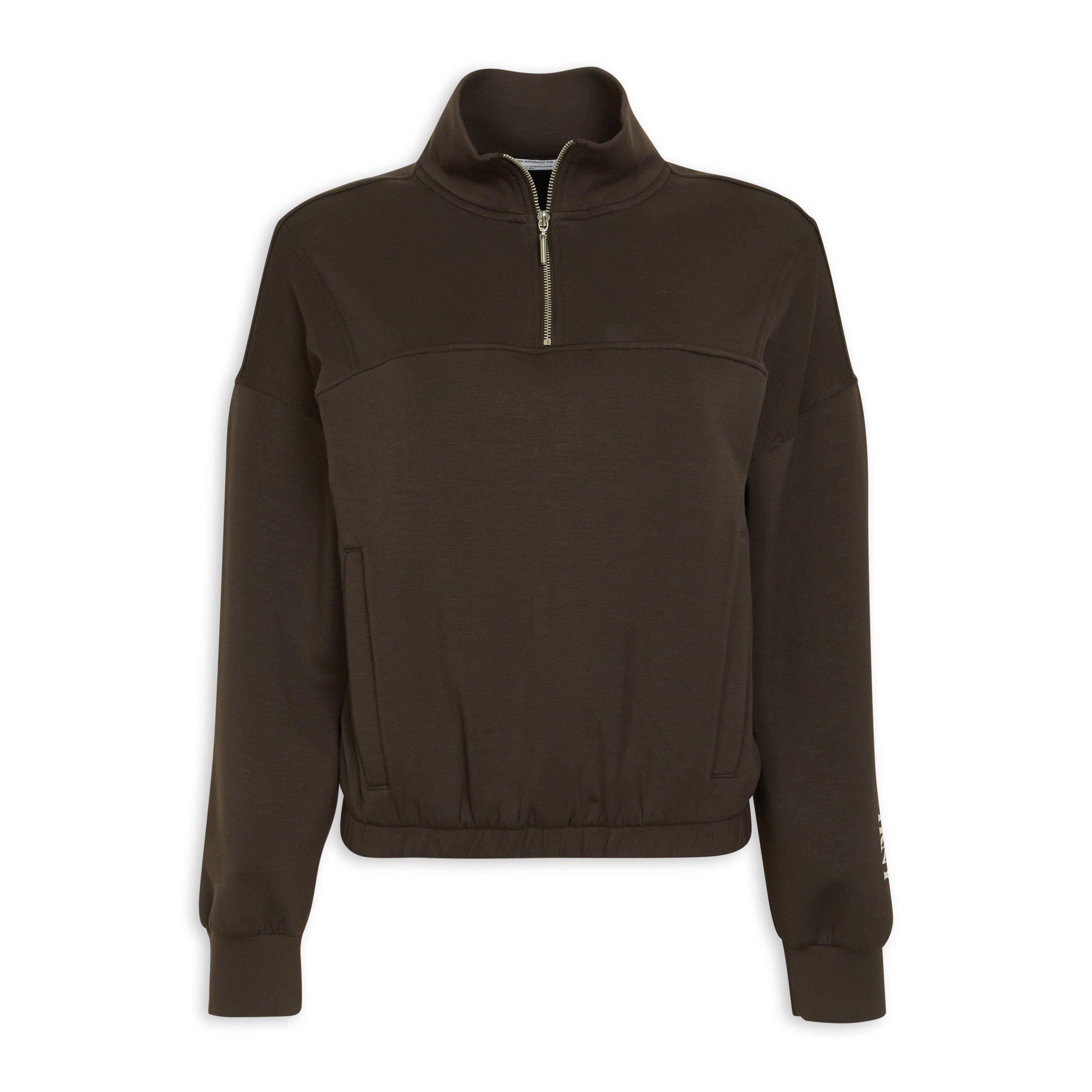 Neutral tan and brown sweatshirt. main image 1