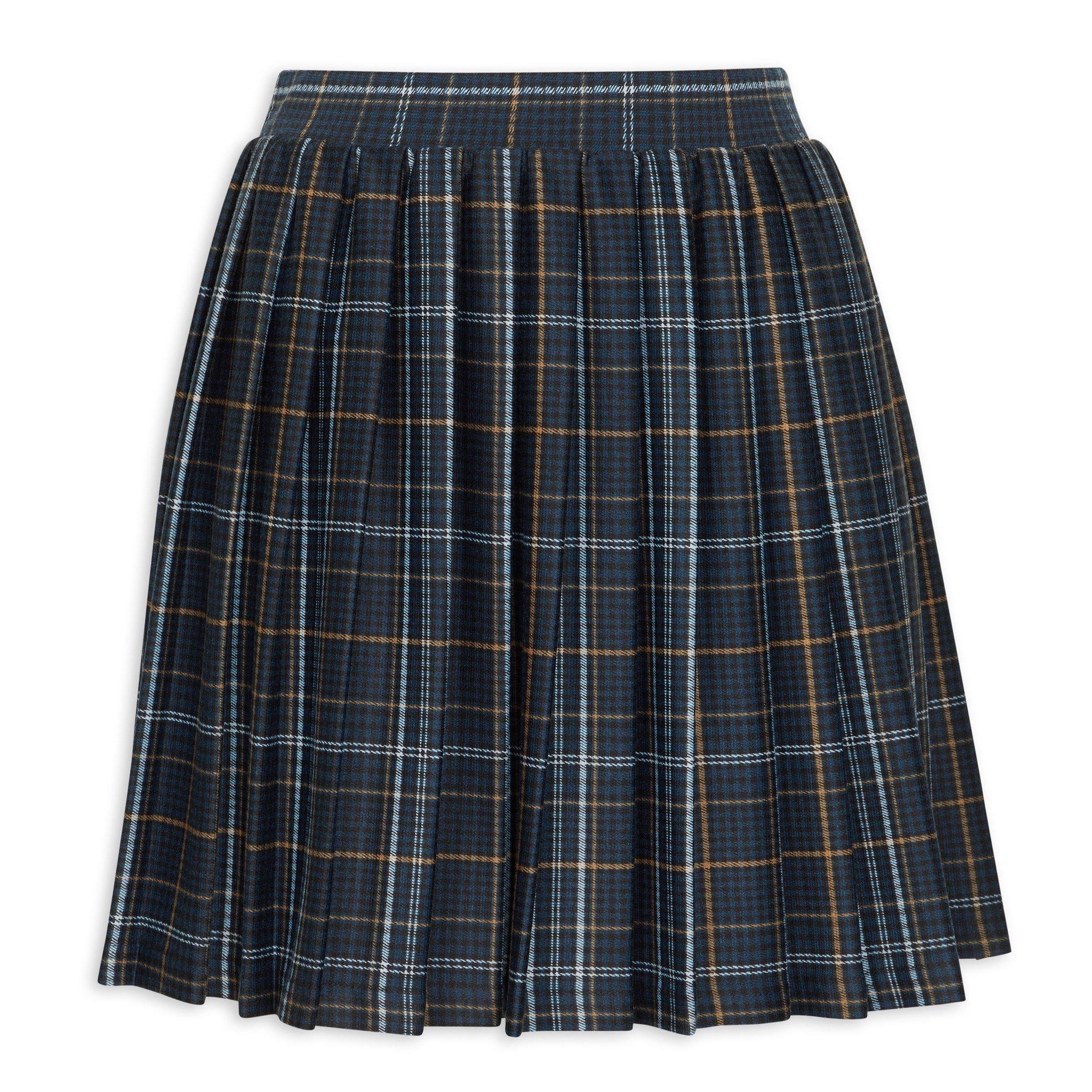Navy Pleated Check Skirt (3202175) | OUTBACK RED