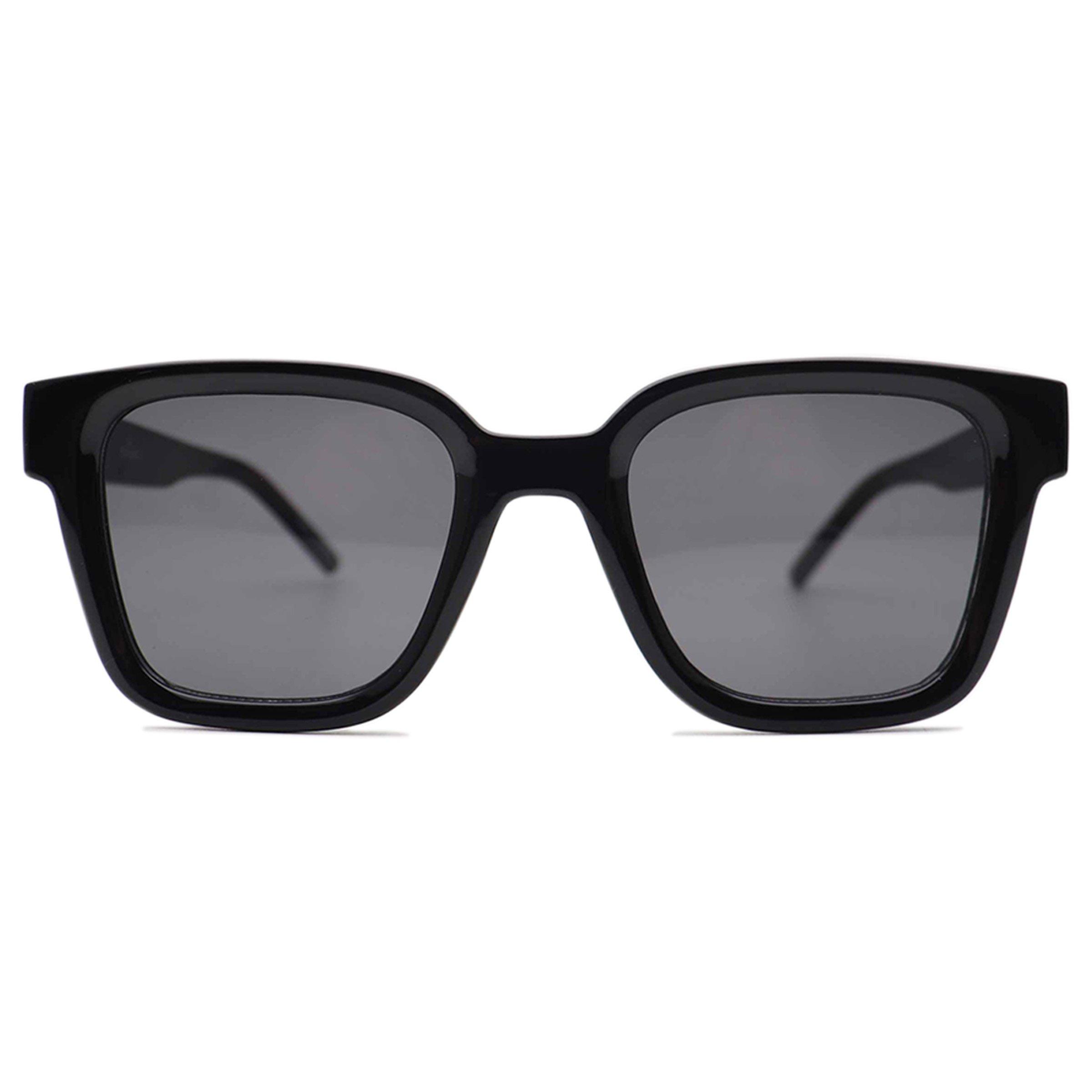 GLIMPSE SQUARE SUNGLASSES 554617 IN BLACK ACETATE BLACK LENS