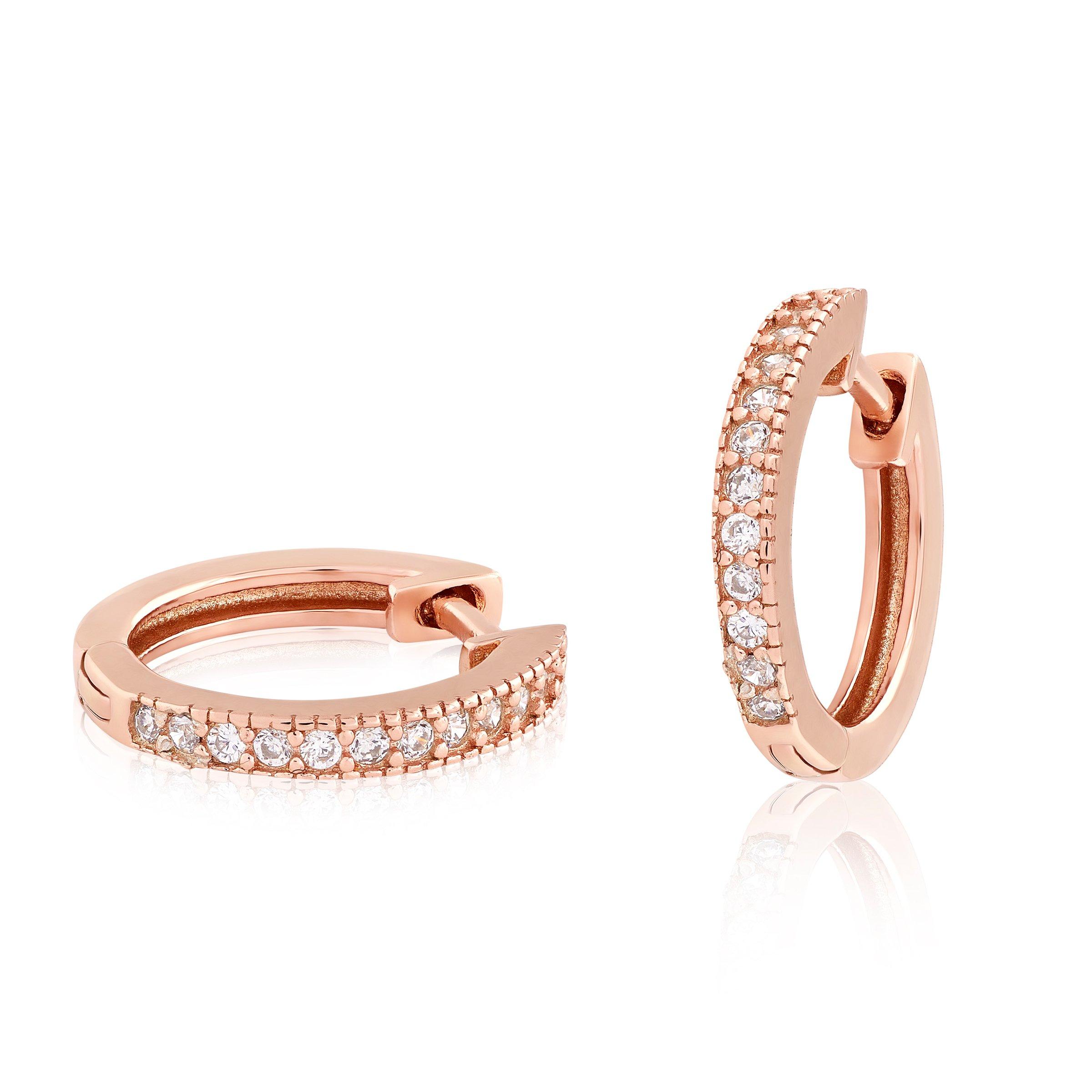 Gold Pavé Checkered Huggie Earrings