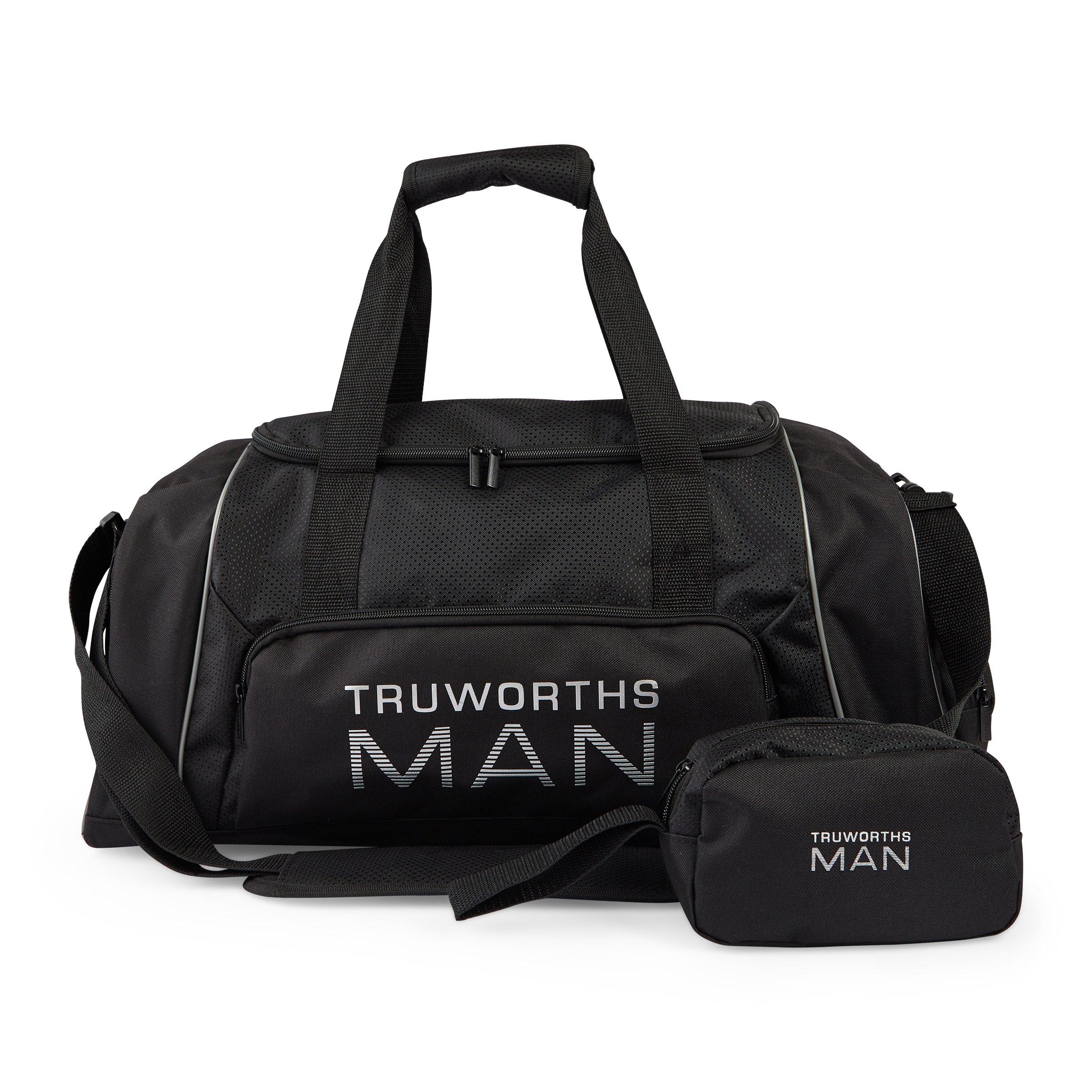 Black Weekender Bag with Toiletry Bag (3203356) Truworths Man
