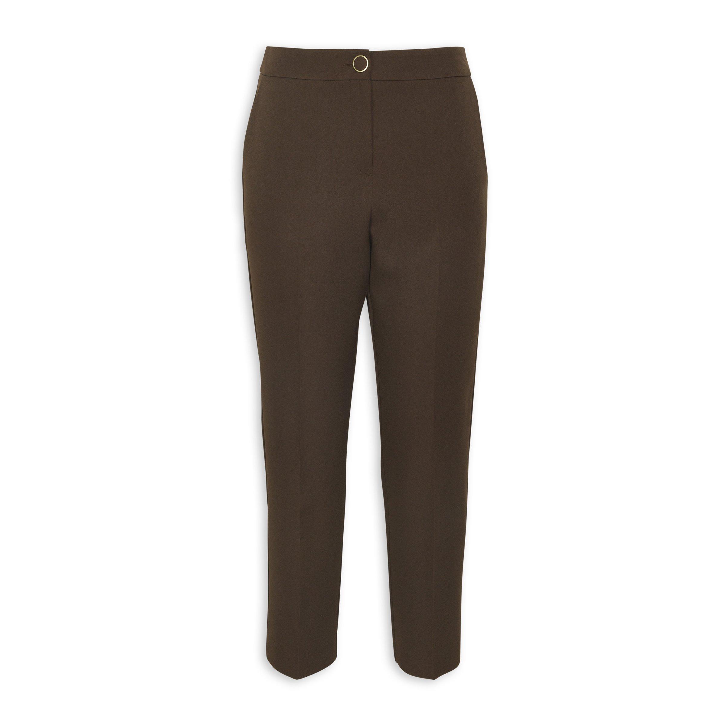 Brown Unisex Pants with Inner Leg Slits