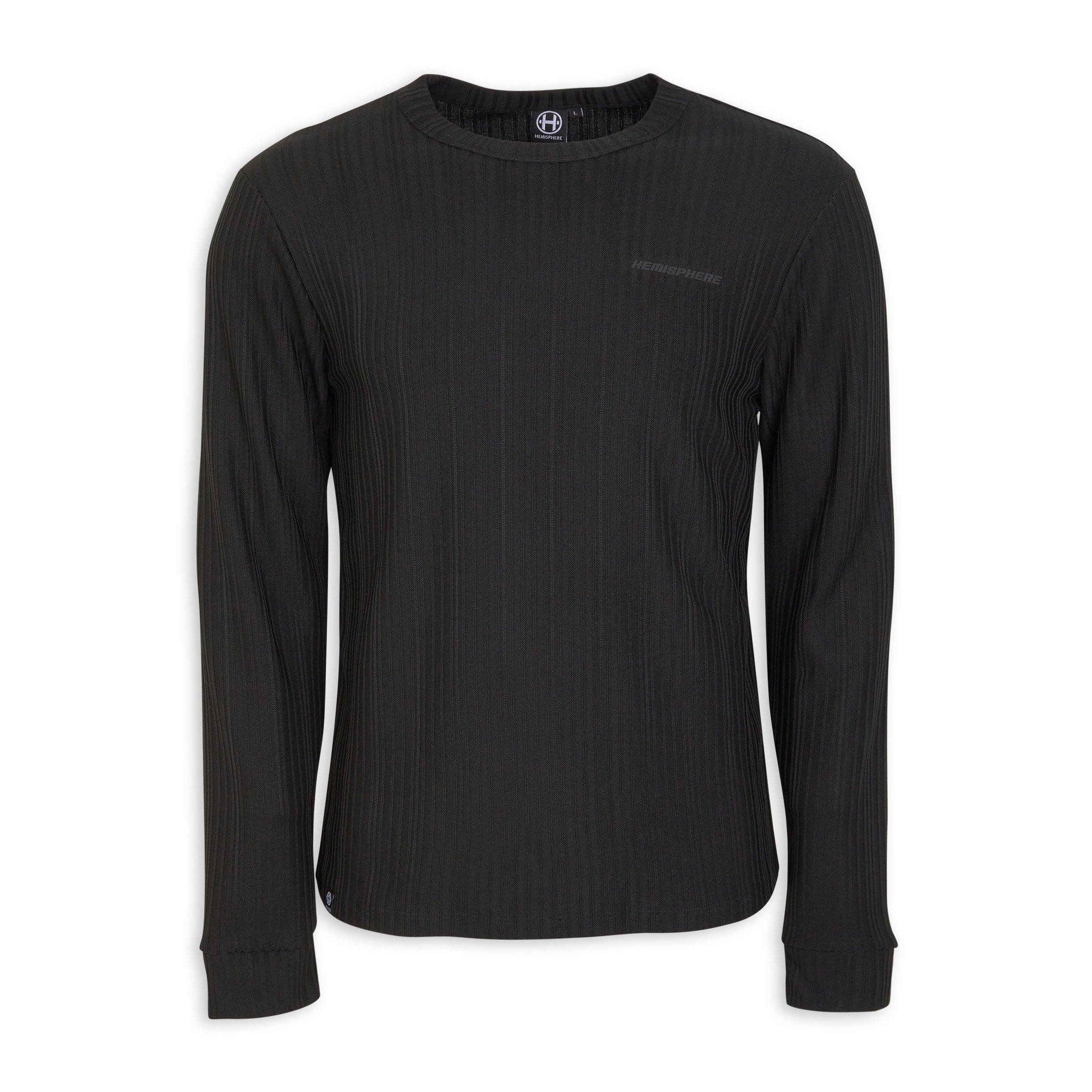 Black Textured Long Sleeve T-shirt (3203443) | Hemisphere