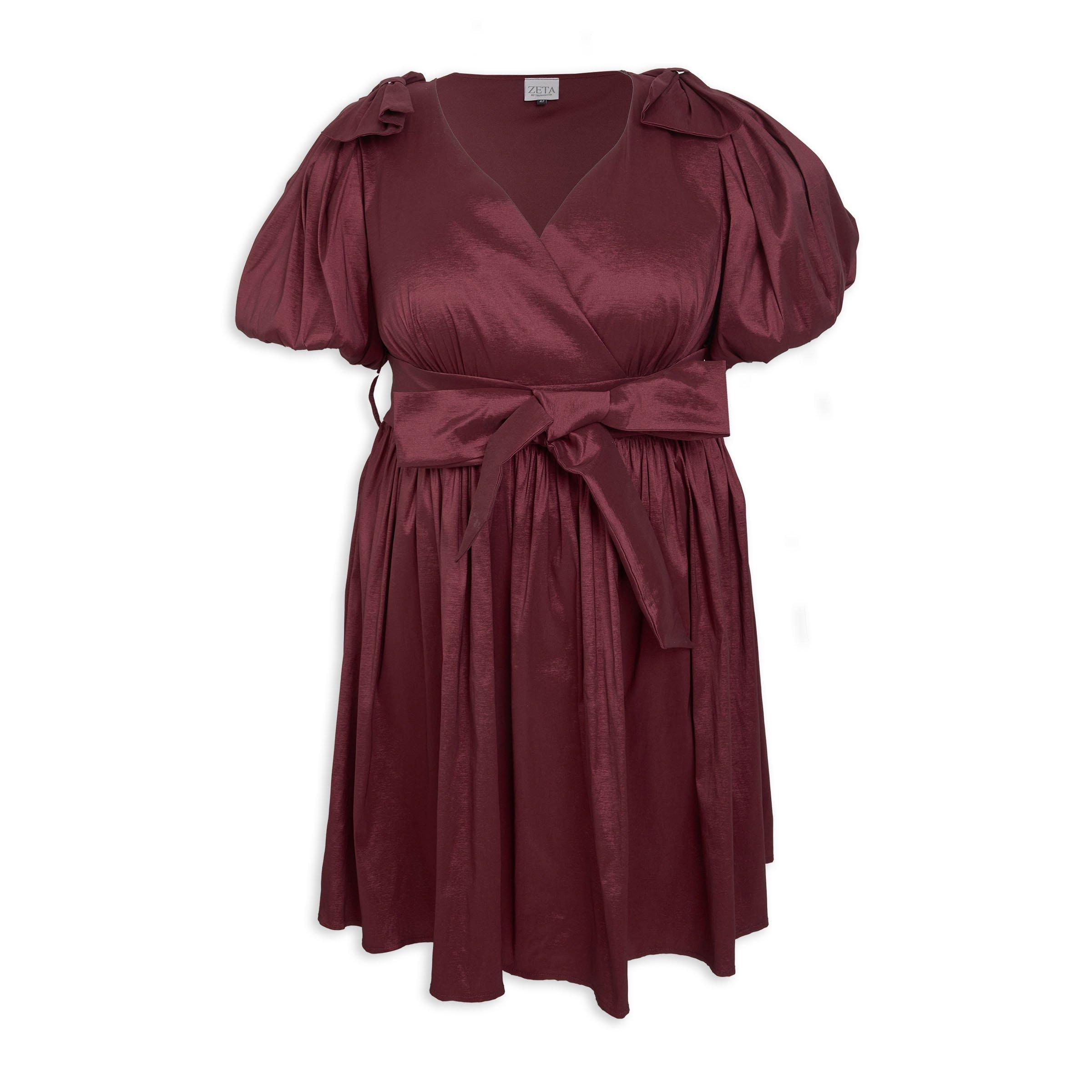 Burgundy Plus Size Fit and Flare Dress (3203510)