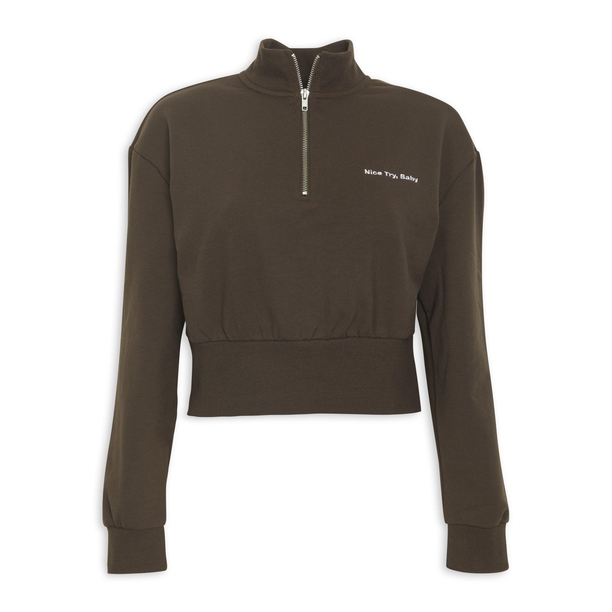 めい Dark Brown Quarter Zip Sweatshirt (3203517) | Identity