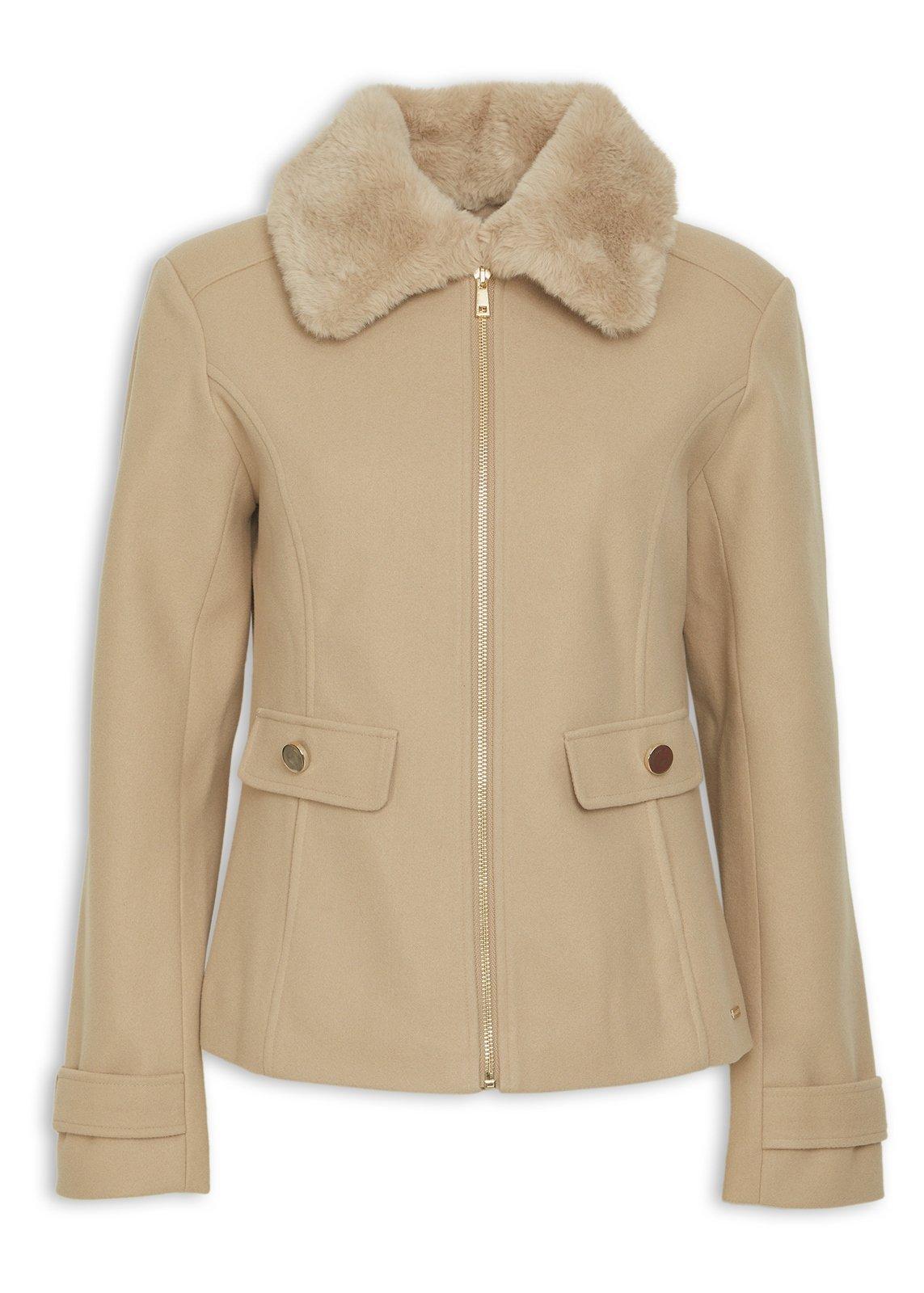 Beige Jacket with Faux Fur Collar (3204601) | Daniel Hechter