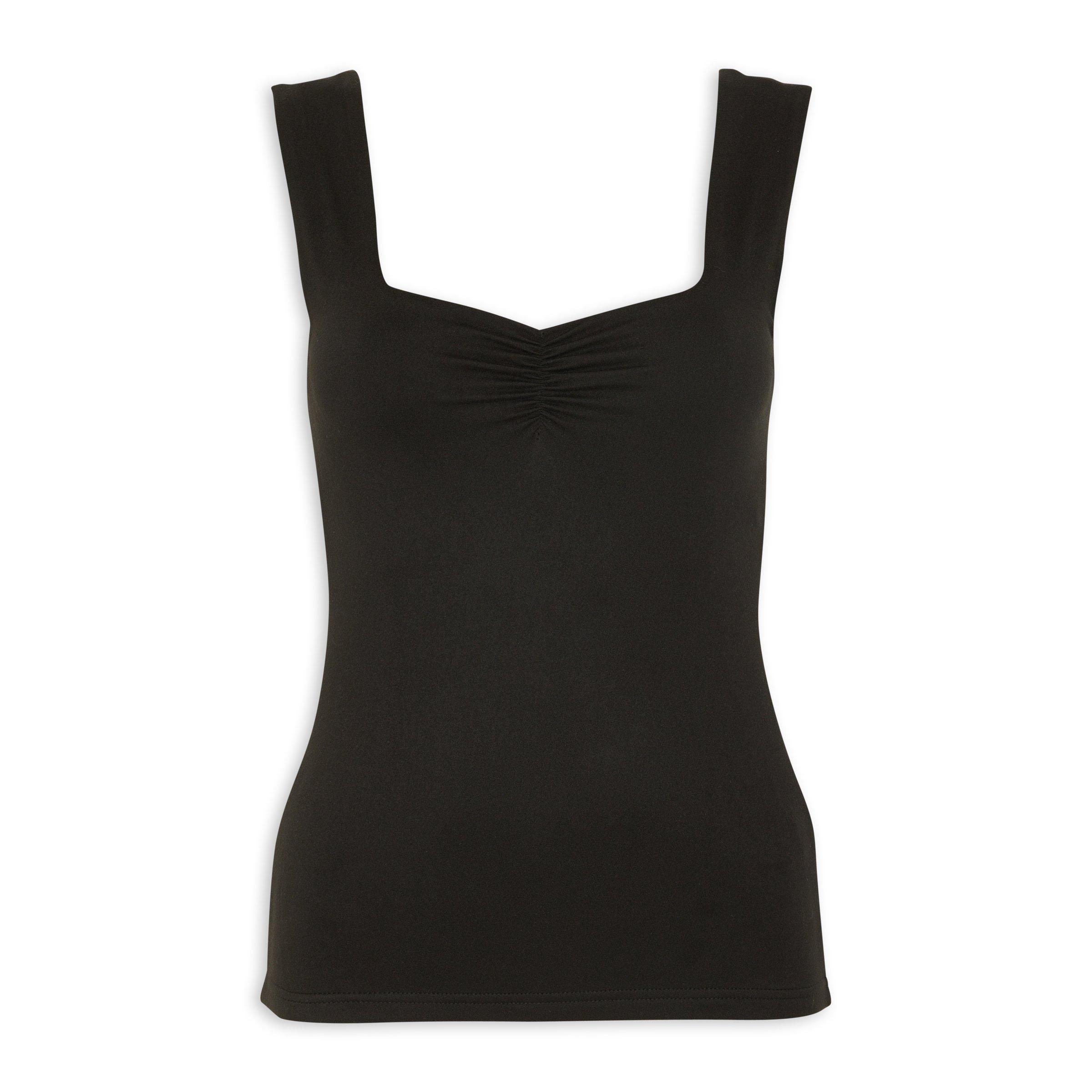 Ruched Vest Top in Black