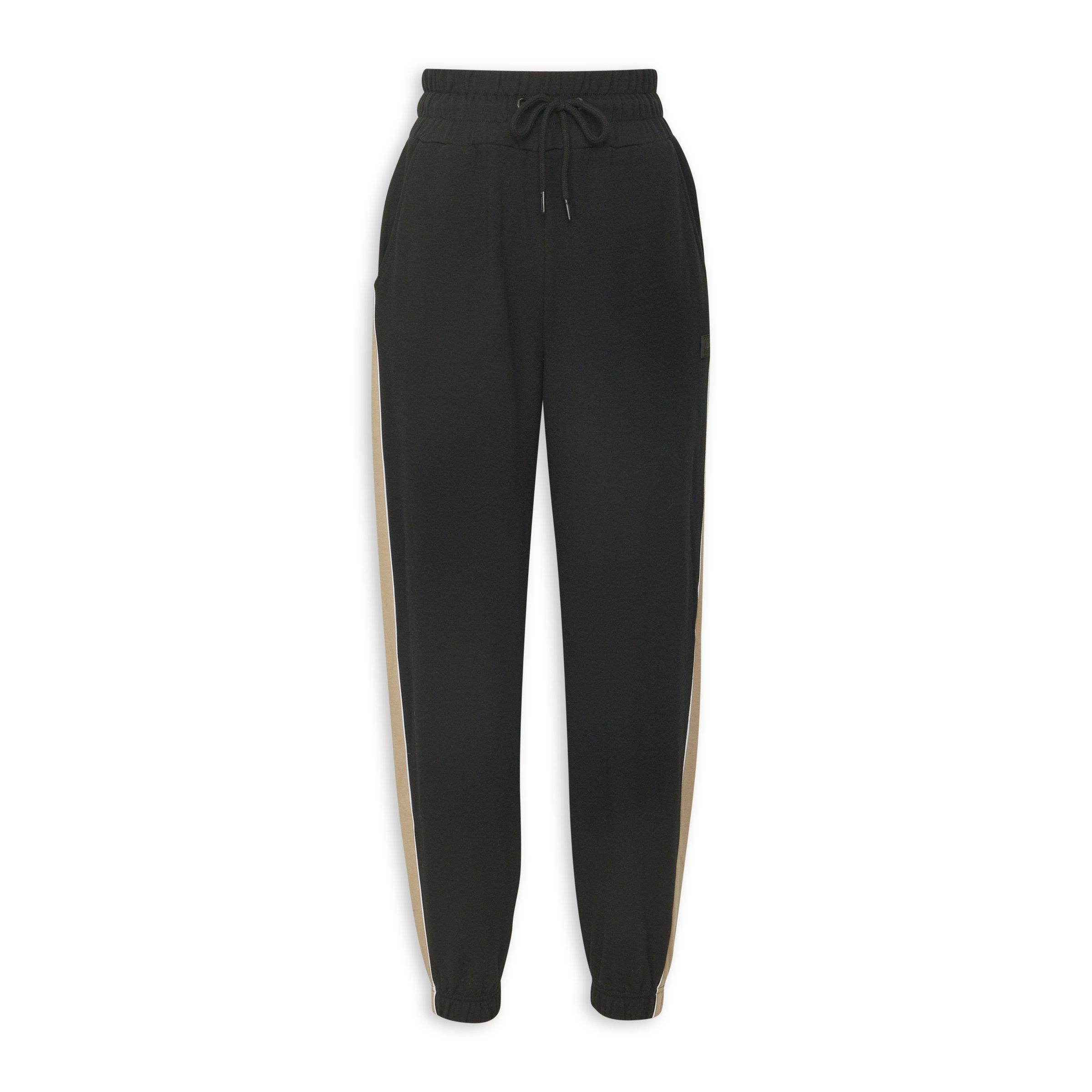 Black Ribbed Waistband Jogger Pants main image 0