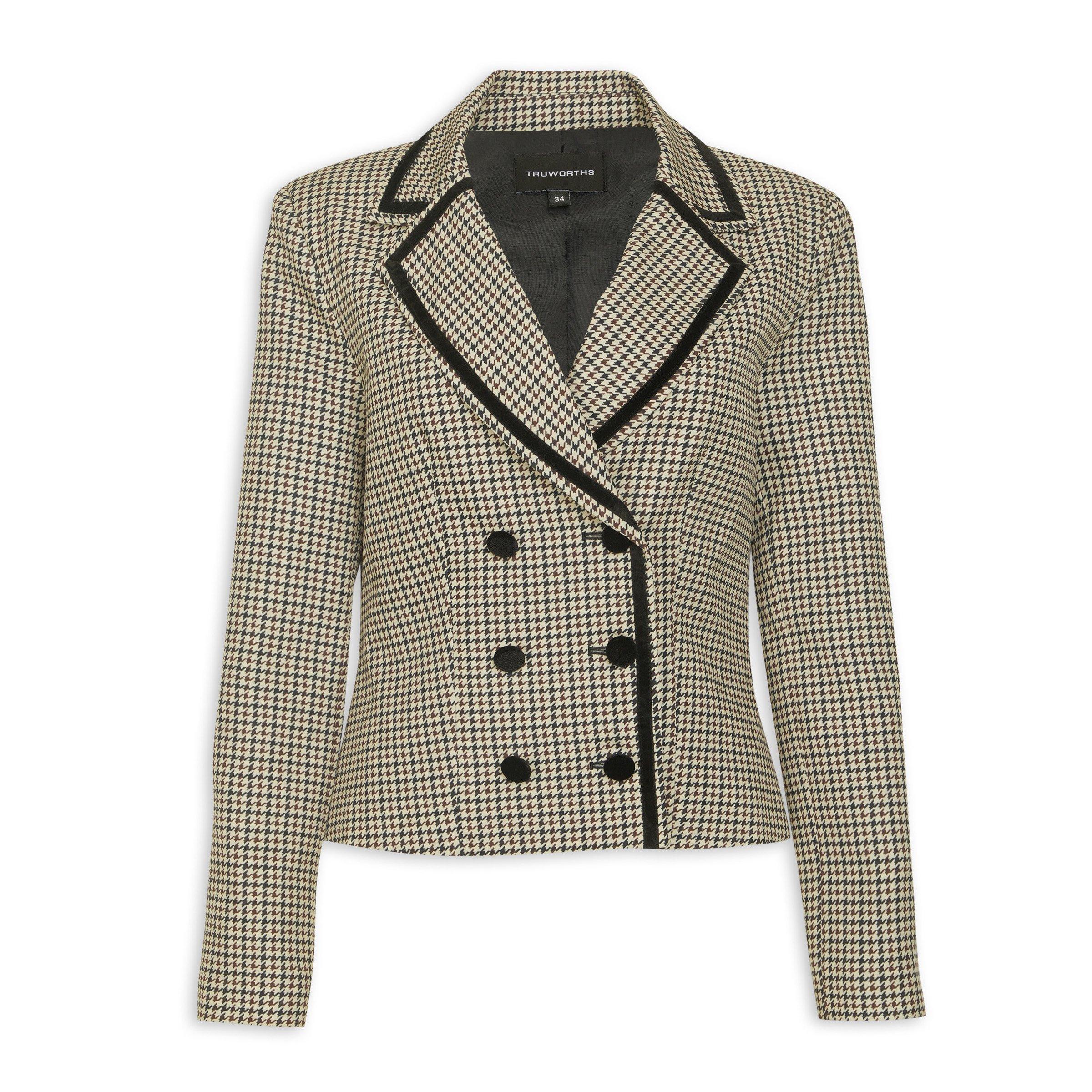 Beige Check Double Breasted Blazer (3205385) | Truworths