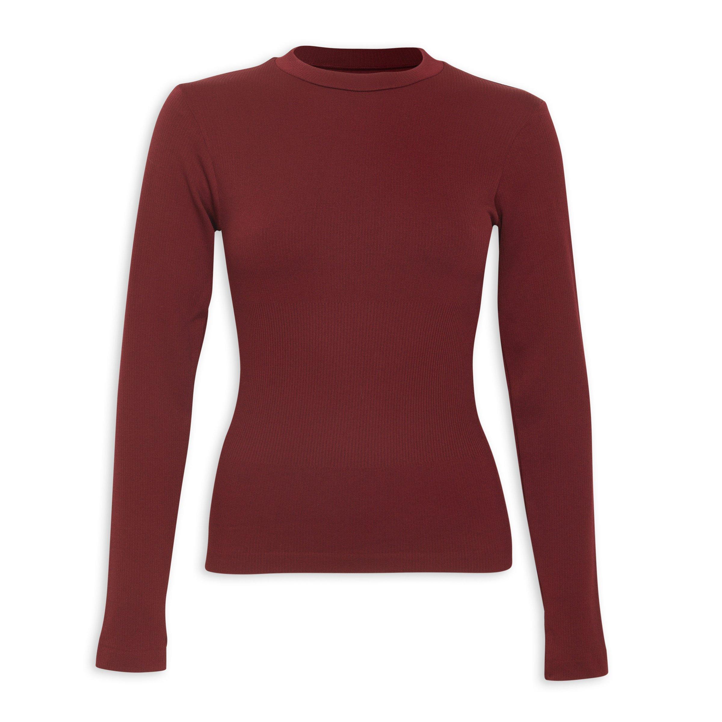 7353 Burgundy V Neck T-Shirt