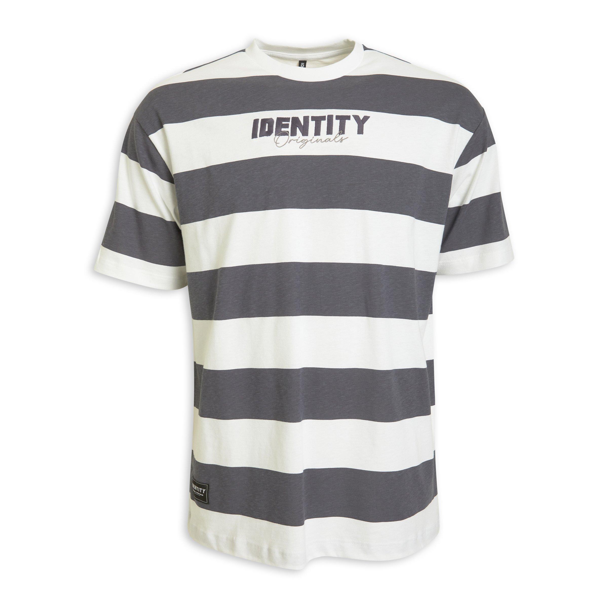 Charcoal Grey Striped T-shirt (3206857) | Identity
