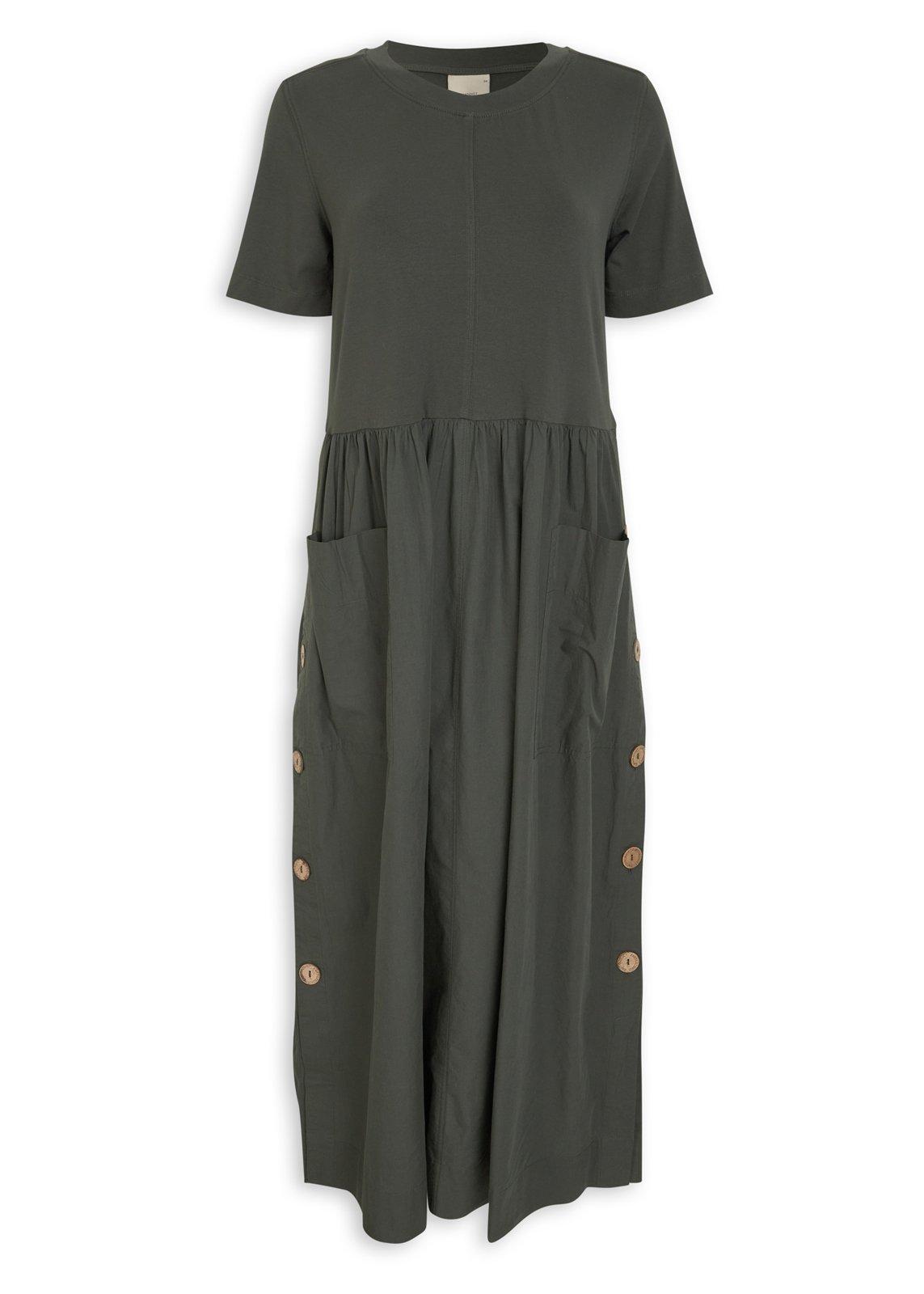 Khaki Green A-line Dress