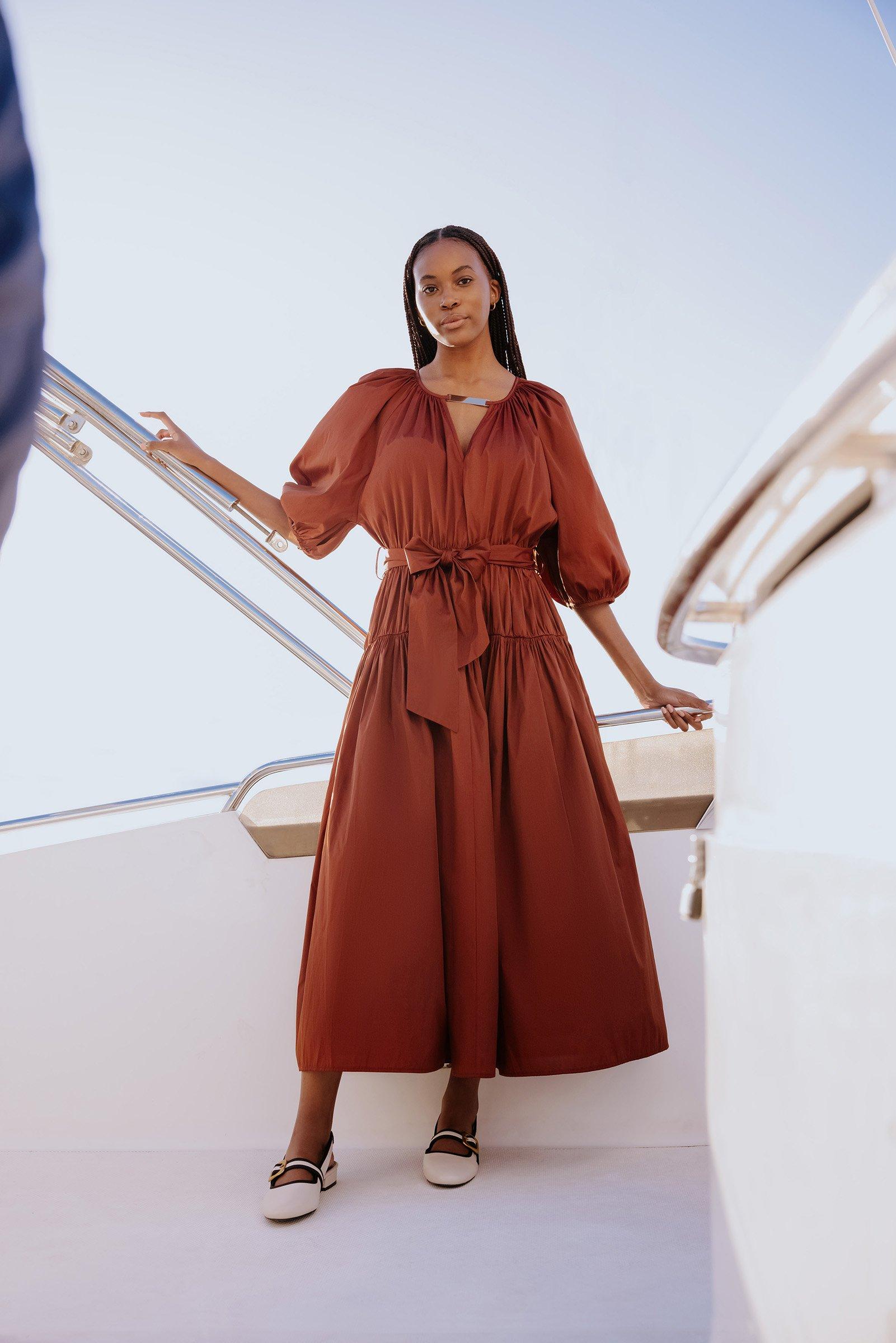 Brown Rust Tiered Dress (3206961) | Daniel Hechter