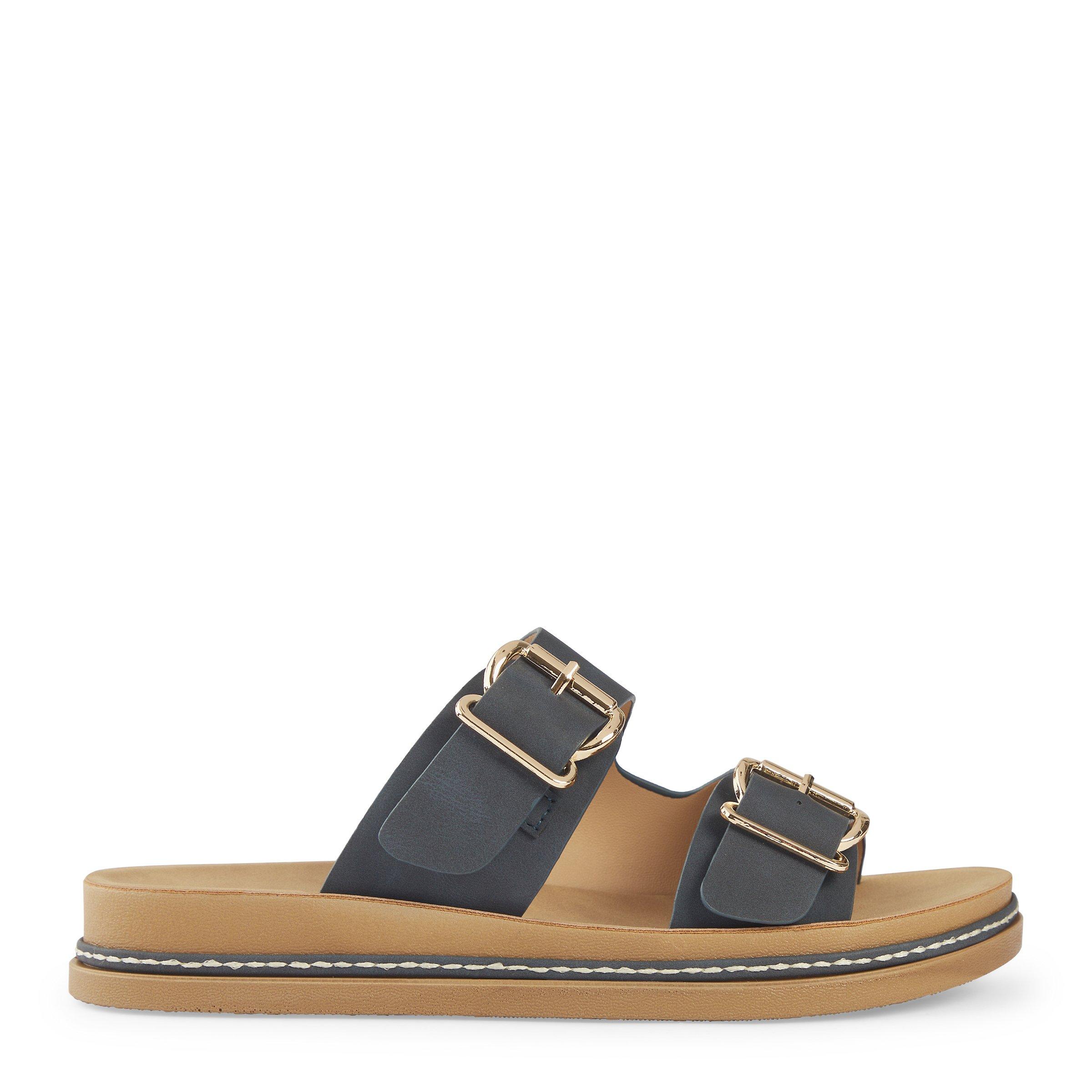 Yenice Strap Leather Sandals in Navy