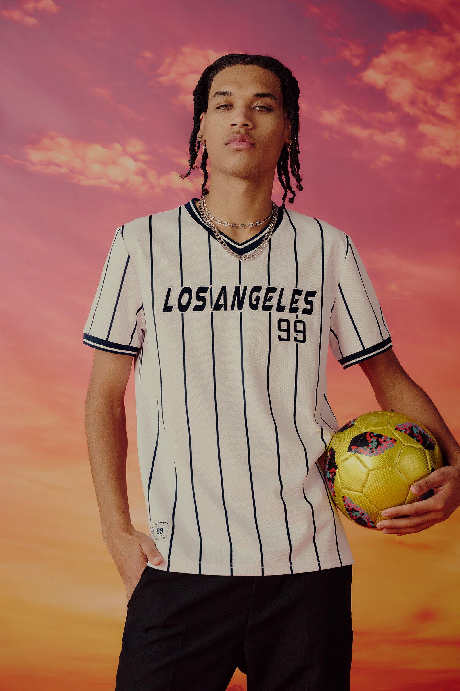 White V-neck Baseball T-shirt (3207565) | Identity