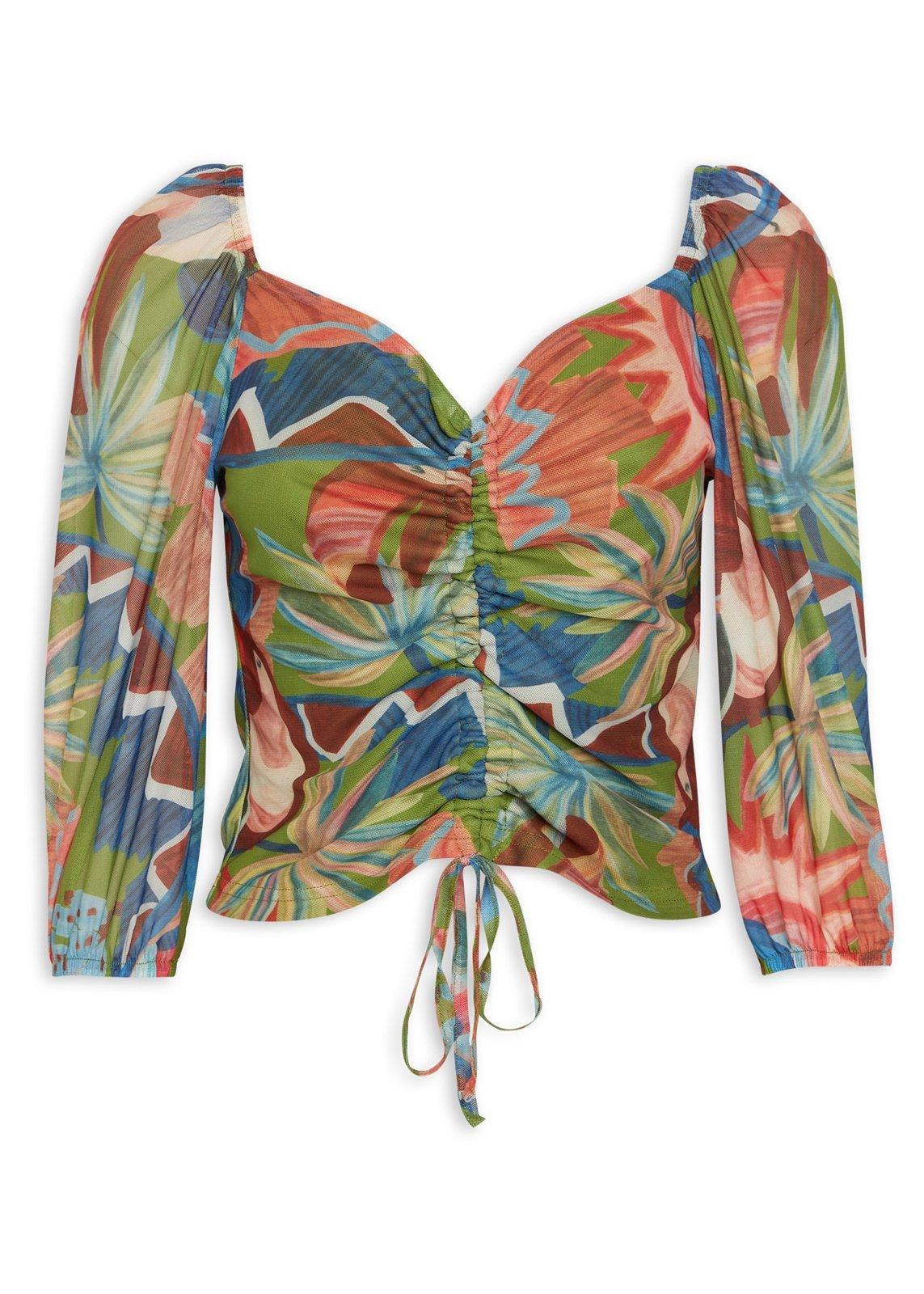 Green Flower Triangle Top