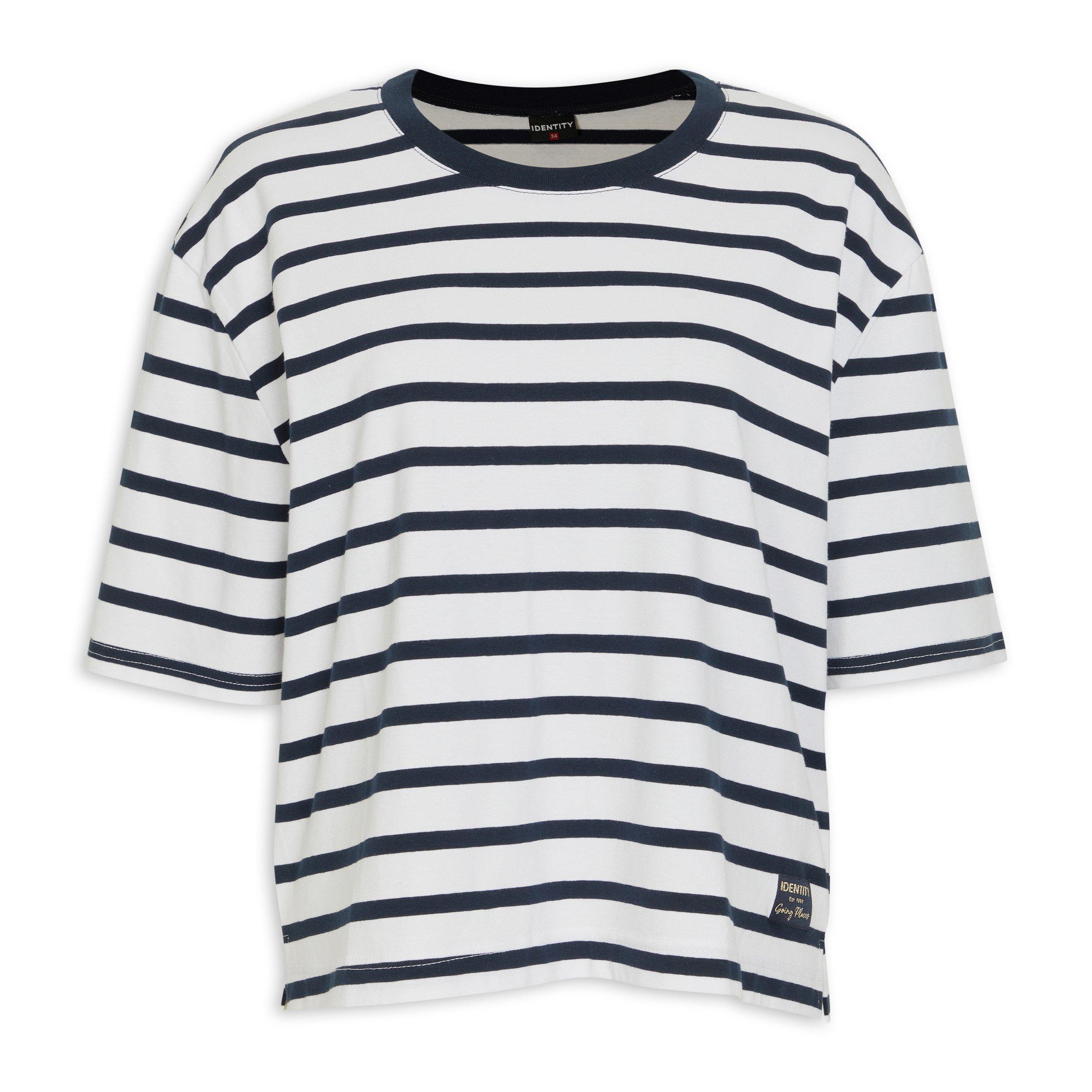 Navy and White Striped T-shirt (3208436) | Identity