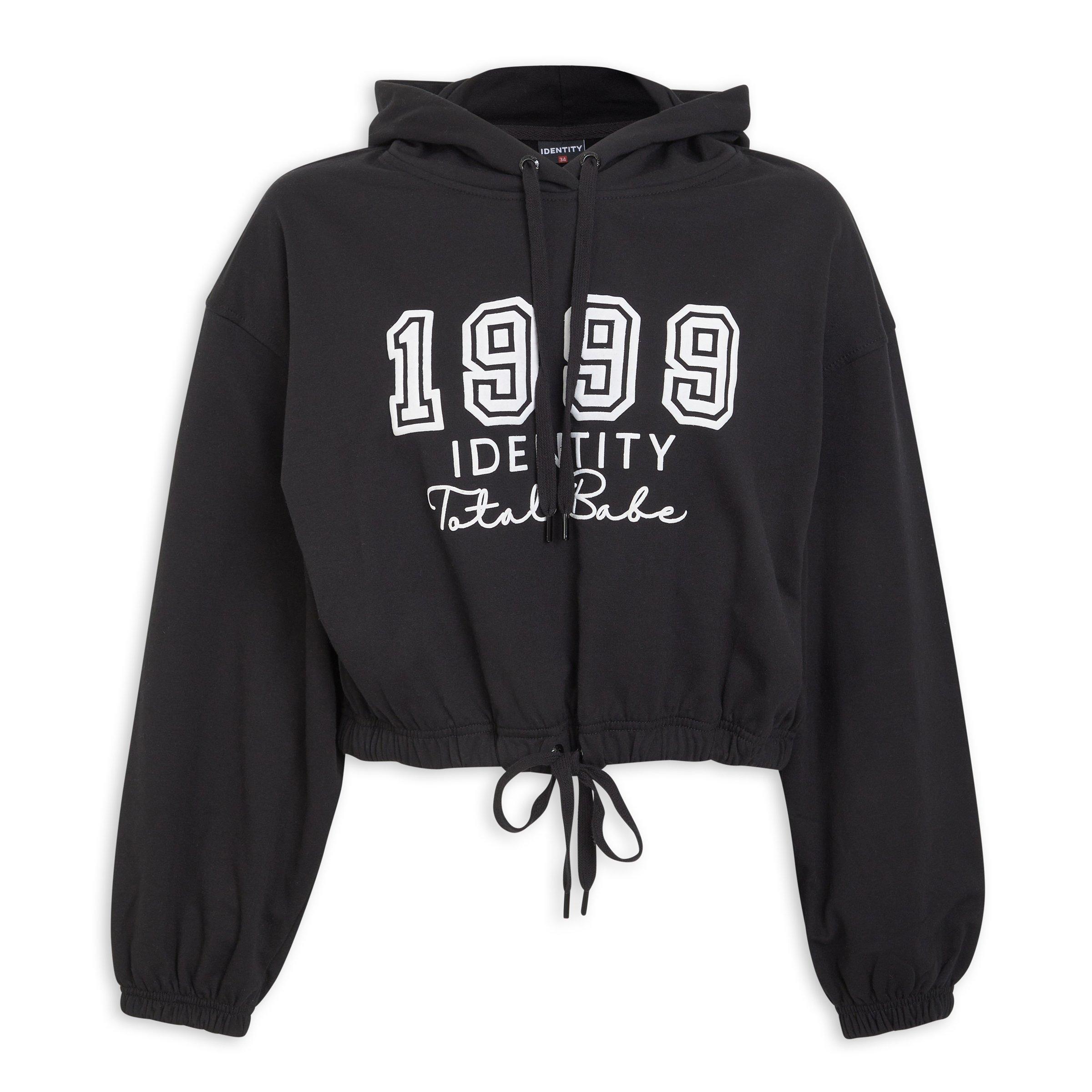 Black Hoodie with Waist Drawstrings (3208446) | Identity