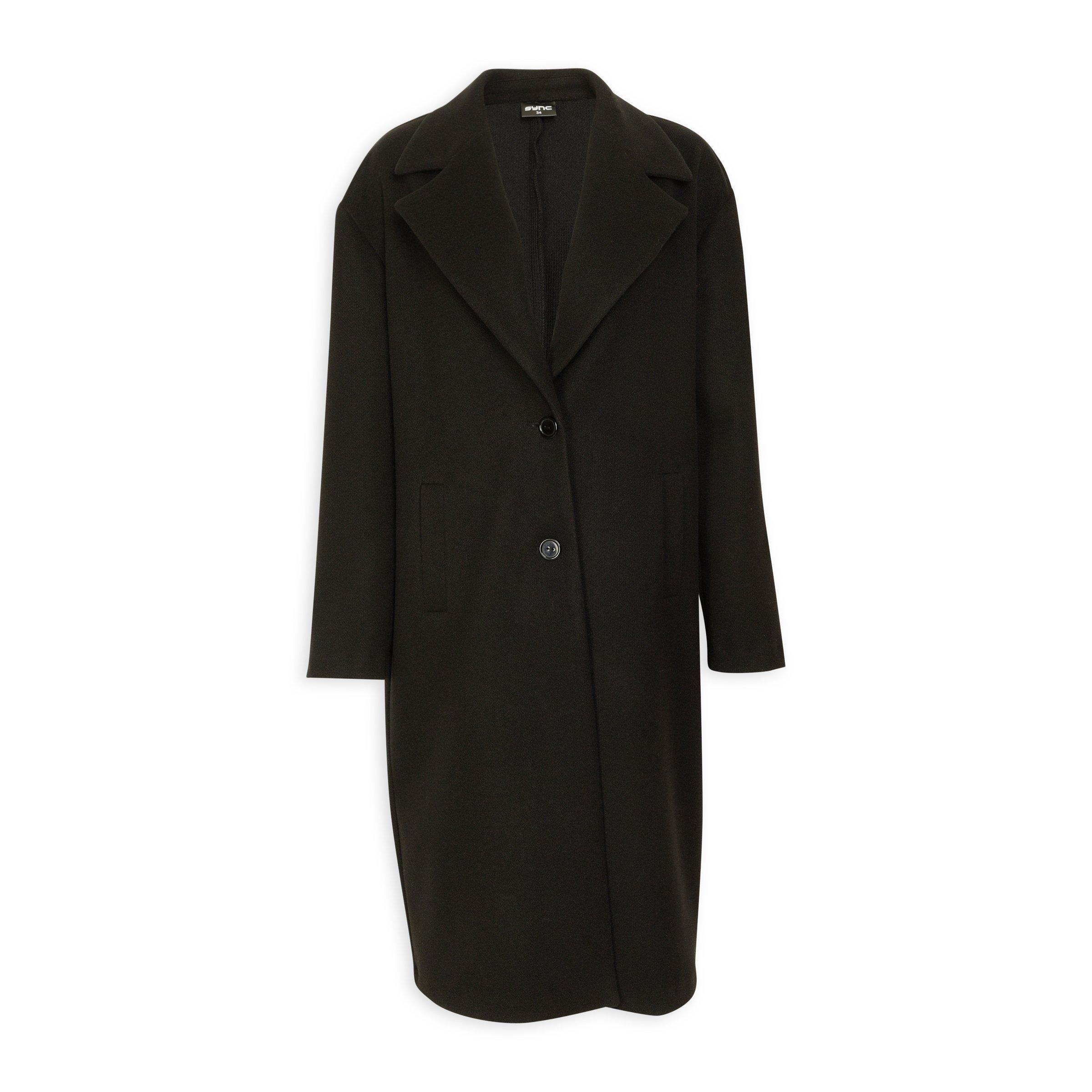 Black Knit Melton Coat (3208461) | Identity X Sync