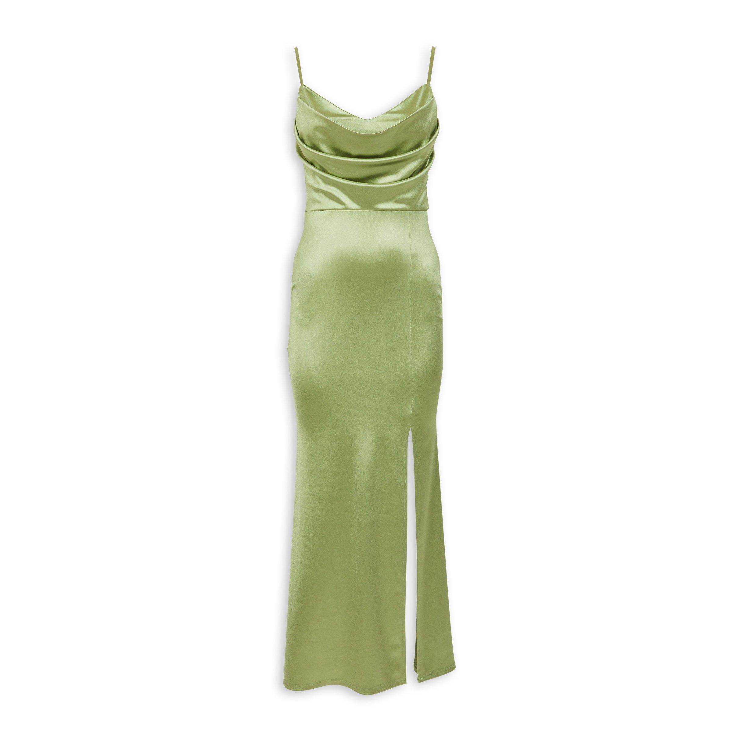 sage green dresses south africa Sage Green Strapless Floral A-line Long Prom Dress with Slit main image 1