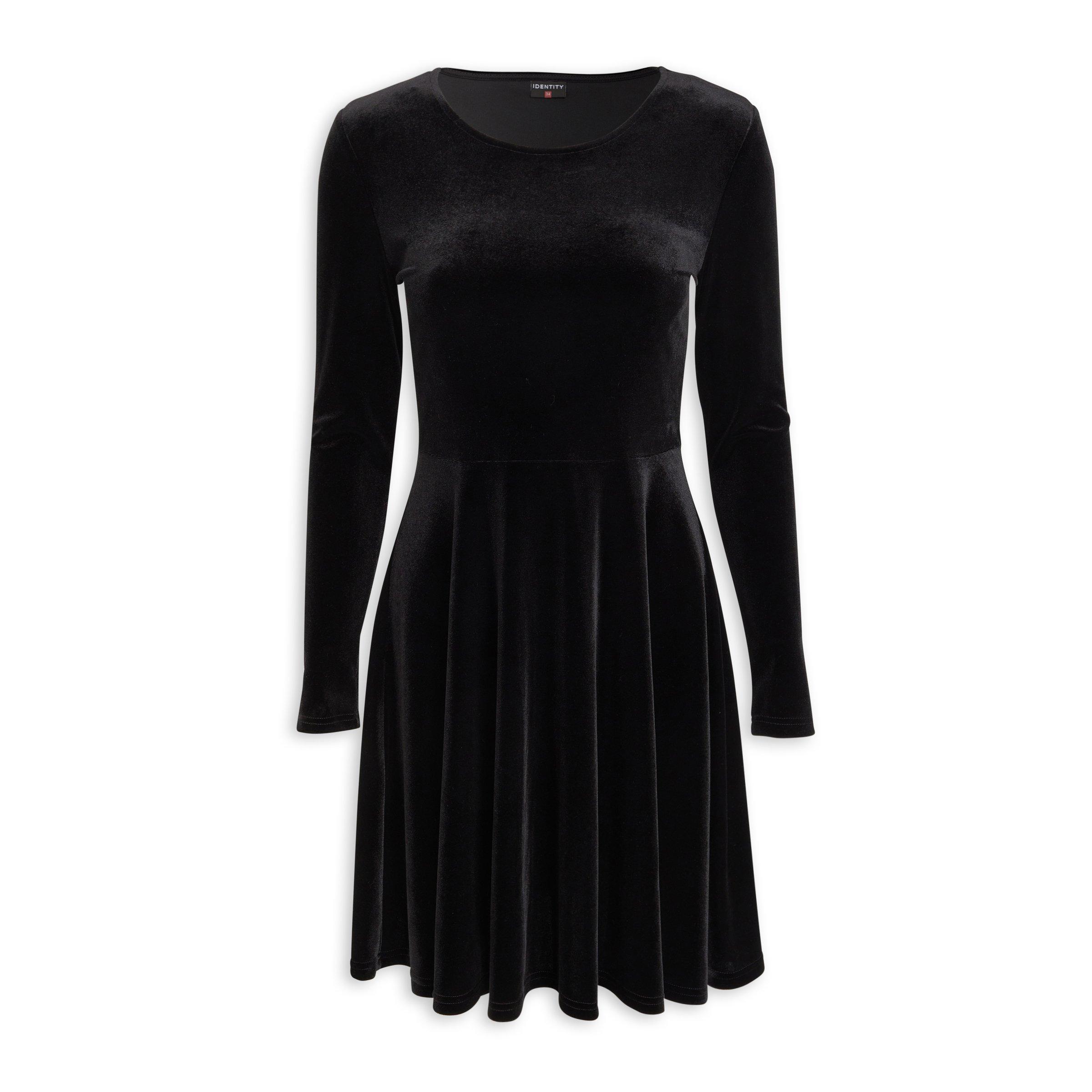 Women's Black Printed Fit and Flare Dress