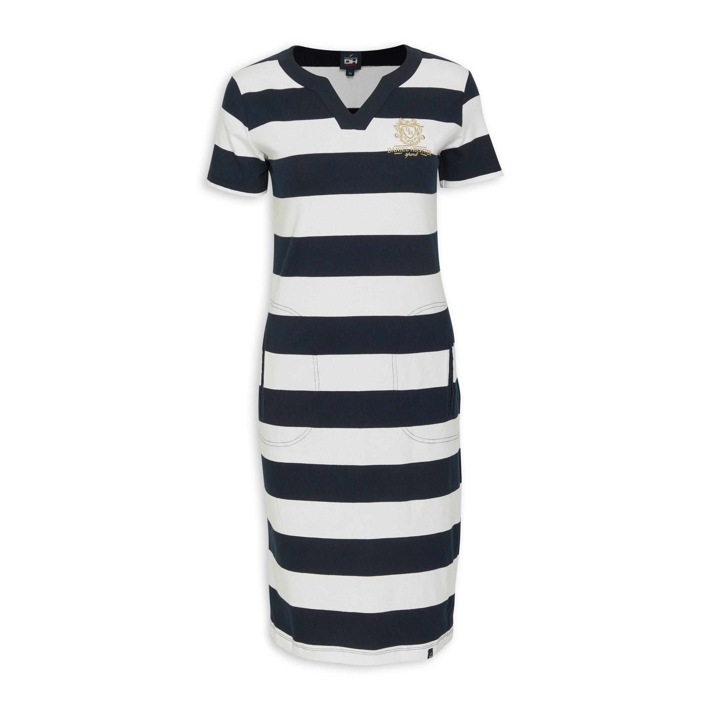 Navy and White Striped Bodycon Dress (3210180) Daniel Hechter