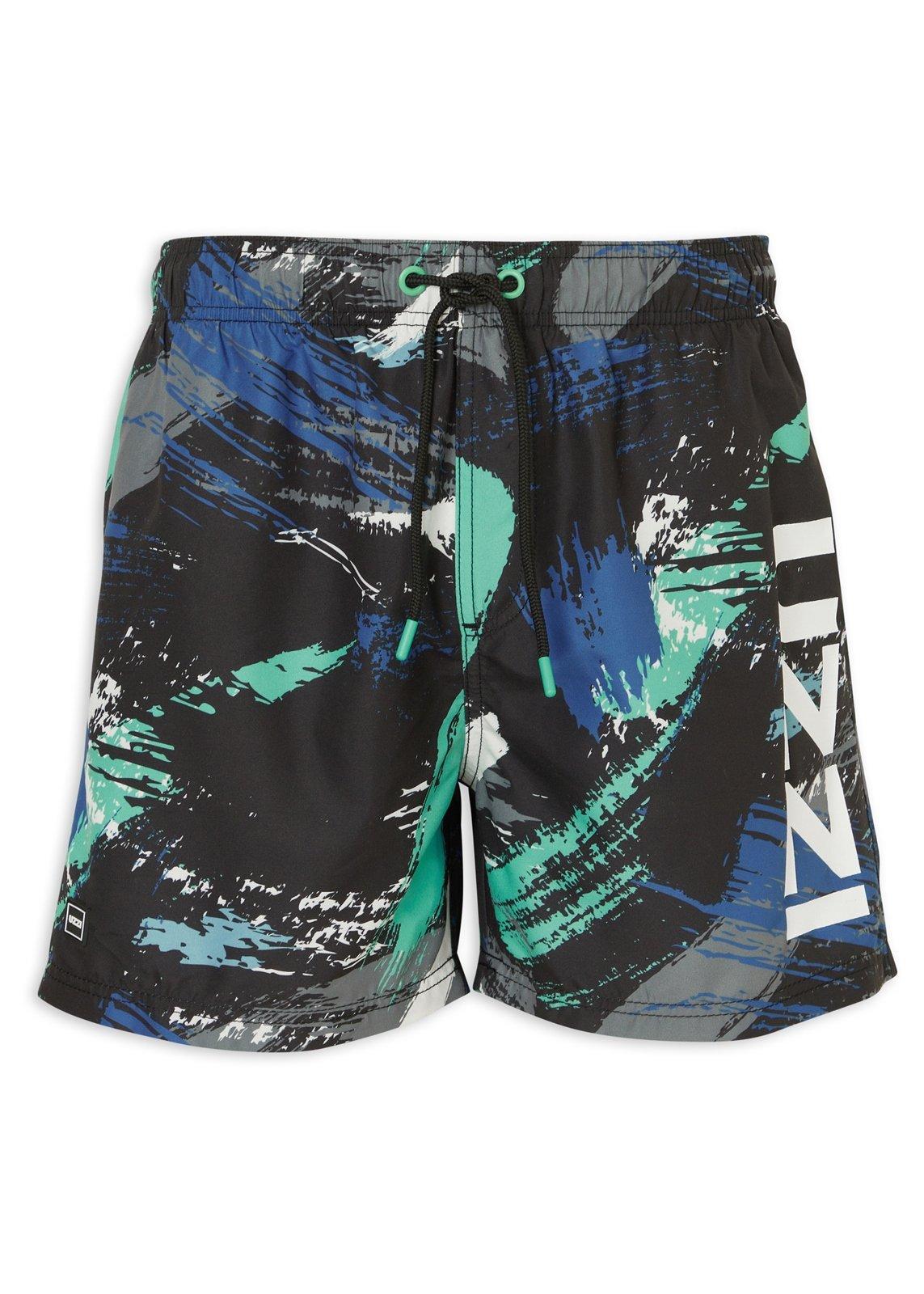 Black Abstract Print Swim Shorts (3210621) | UZZI