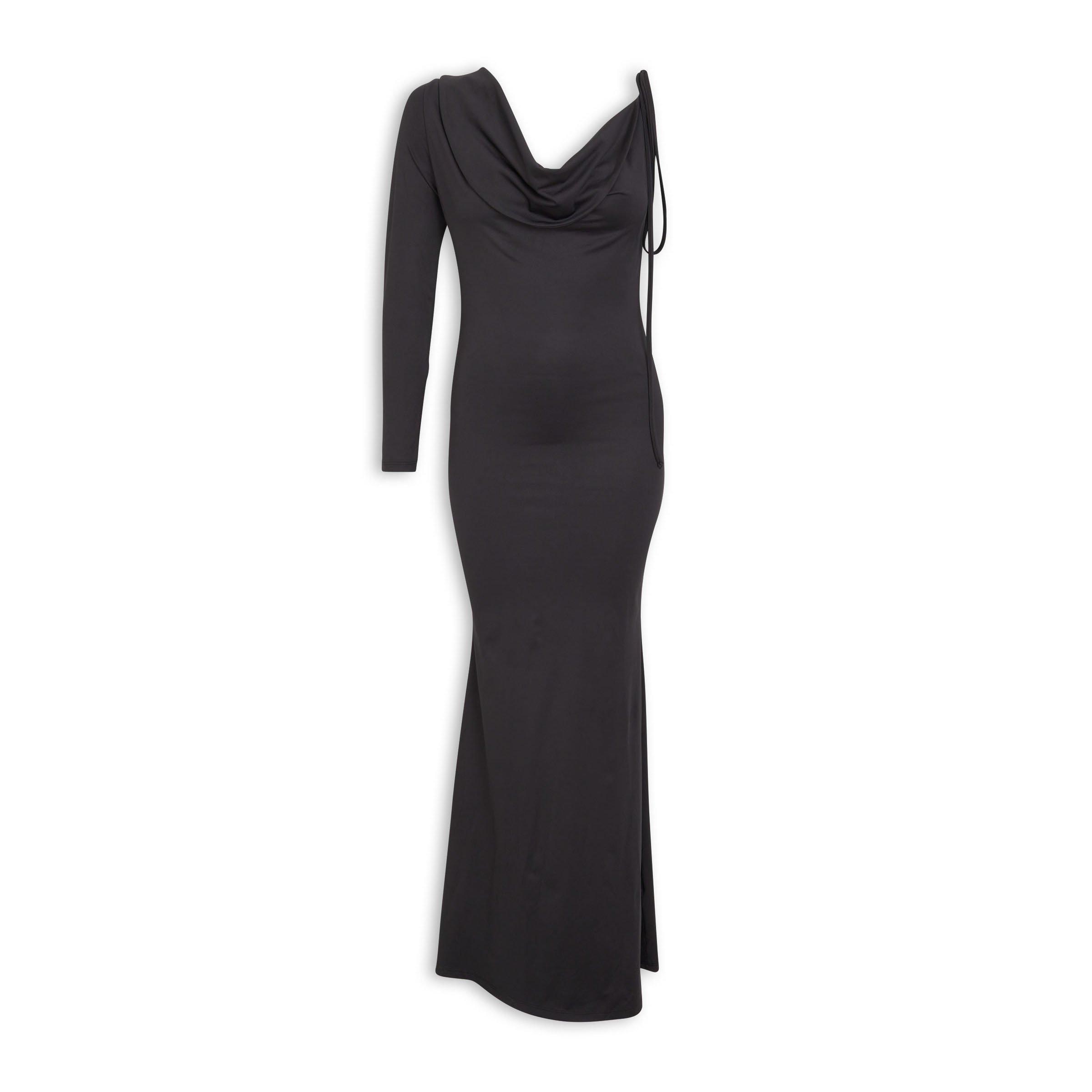 Cowl Double Layered Dress-Black