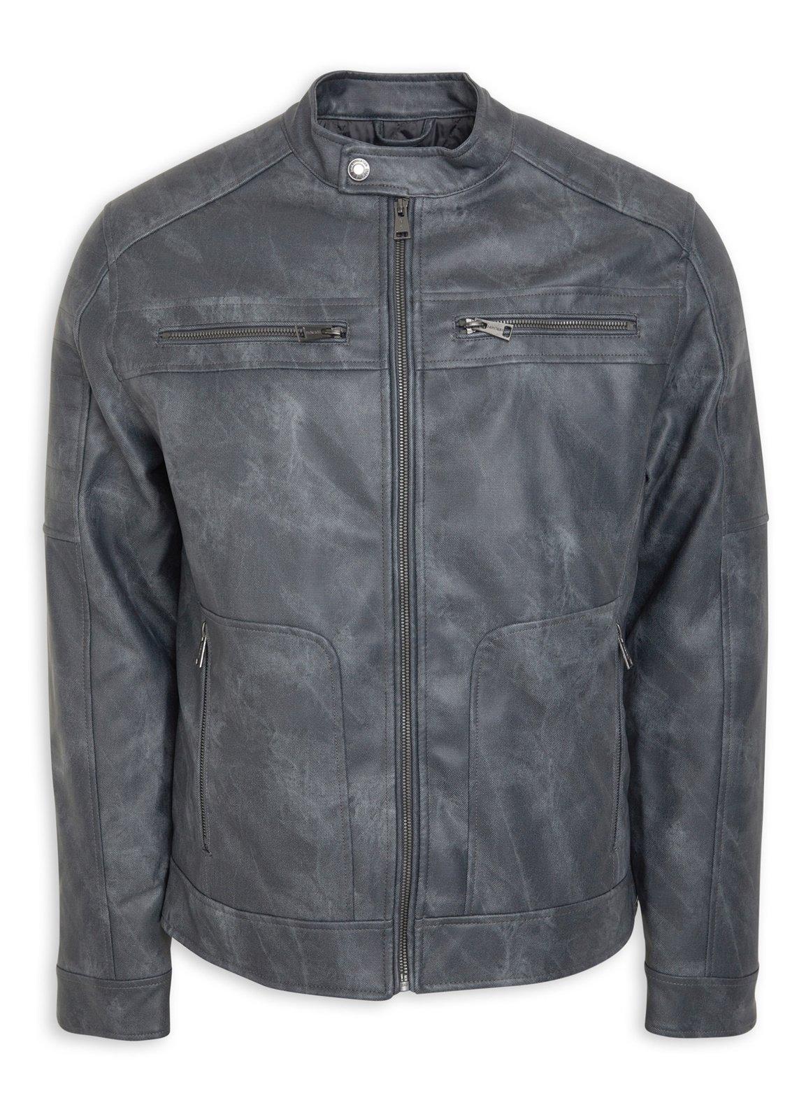 ジャケット・アウター vintage grey leather motor cycle coat Charcoal Grey Washed Biker Jacket (3211694) | Moskow