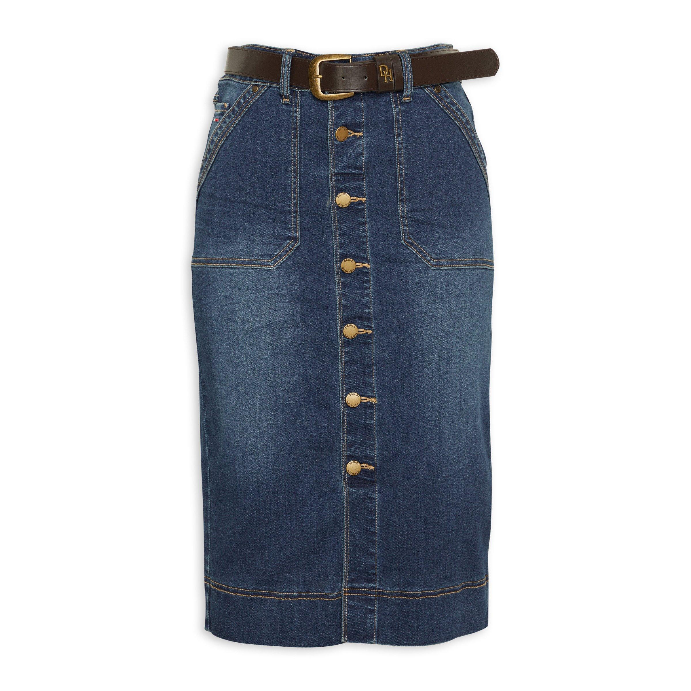 Navy Denim Belted Skirt (3212314) | Daniel Hechter