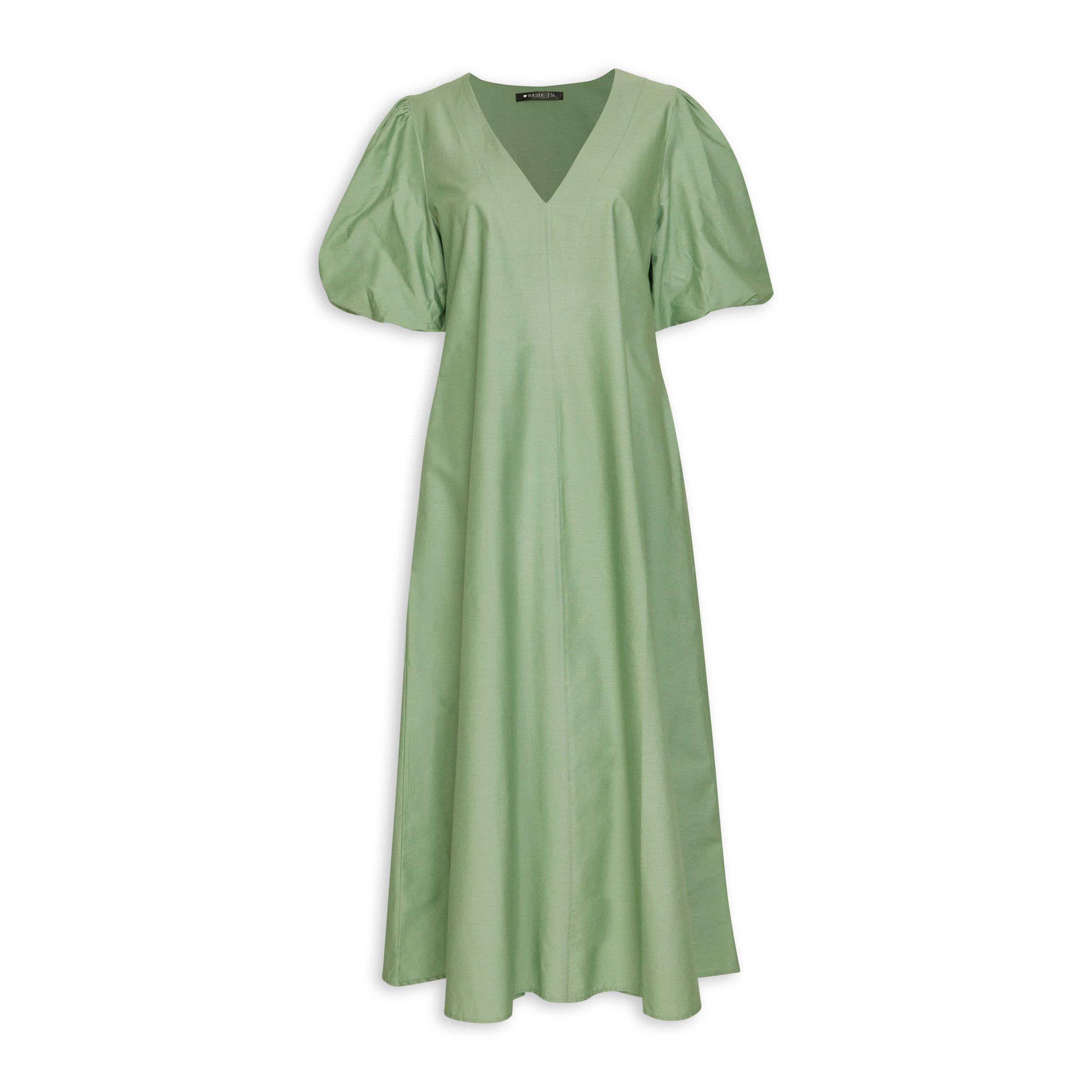 Sage Green Puff Sleeve Poplin Maxi Dress (3212858) | Truworths Sage Green Puff Sleeve Poplin Maxi Dress (3212858) | Truworths