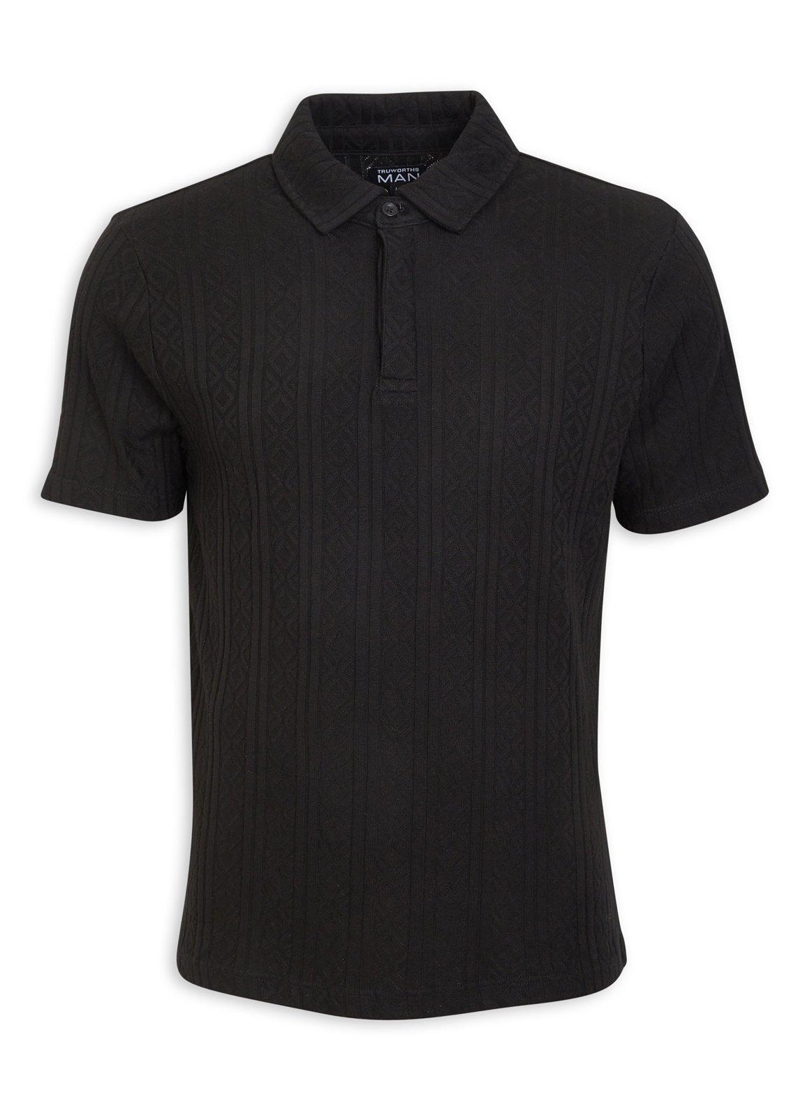 Black Knit Golfer Shirt (3213384) | Truworths Man
