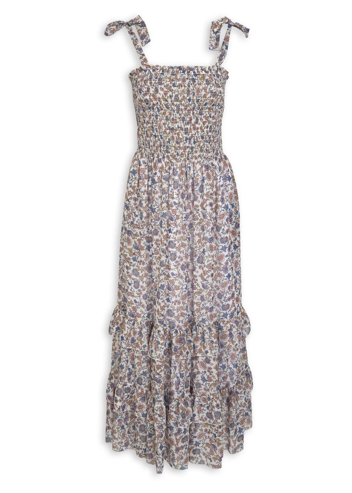 Floral Print Shirred Chiffon Maxi Dress (3215692) | Inwear