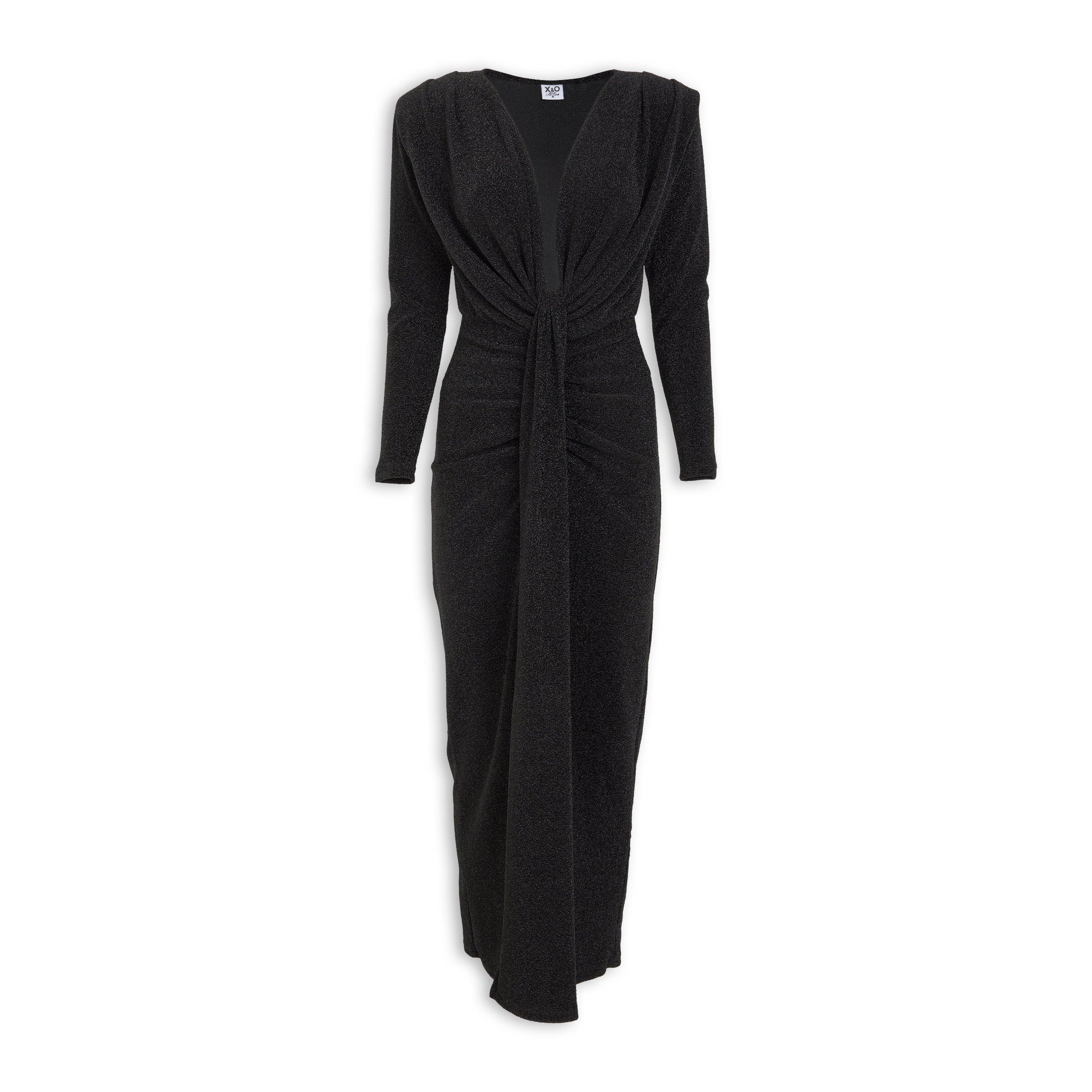 Black Jacquard Gauged Dress (3216285) | X&O Ladies