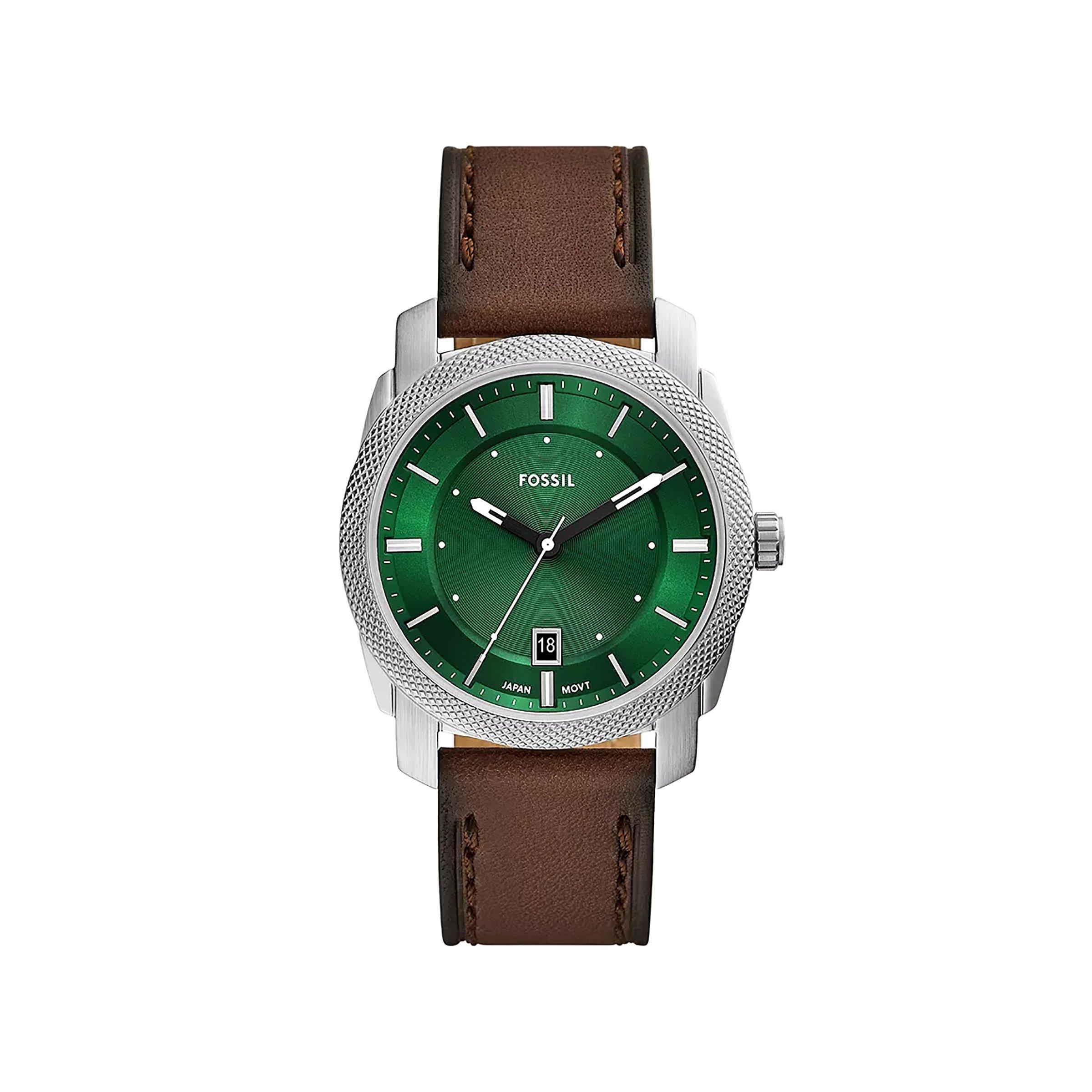 Brown Leather Green Dial Watch (3216992) | Fossil