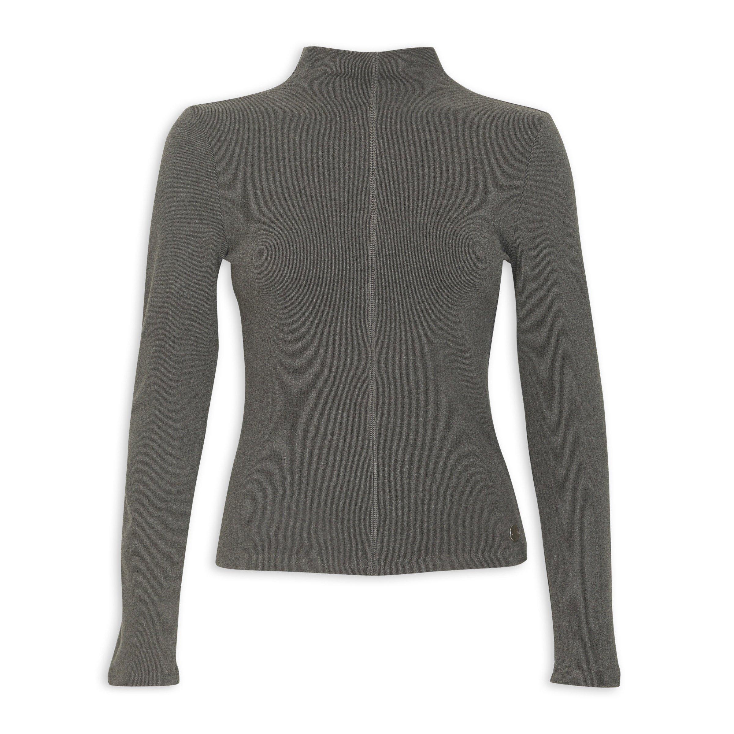 Grey Long-Sleeve Cotton T-Shirt