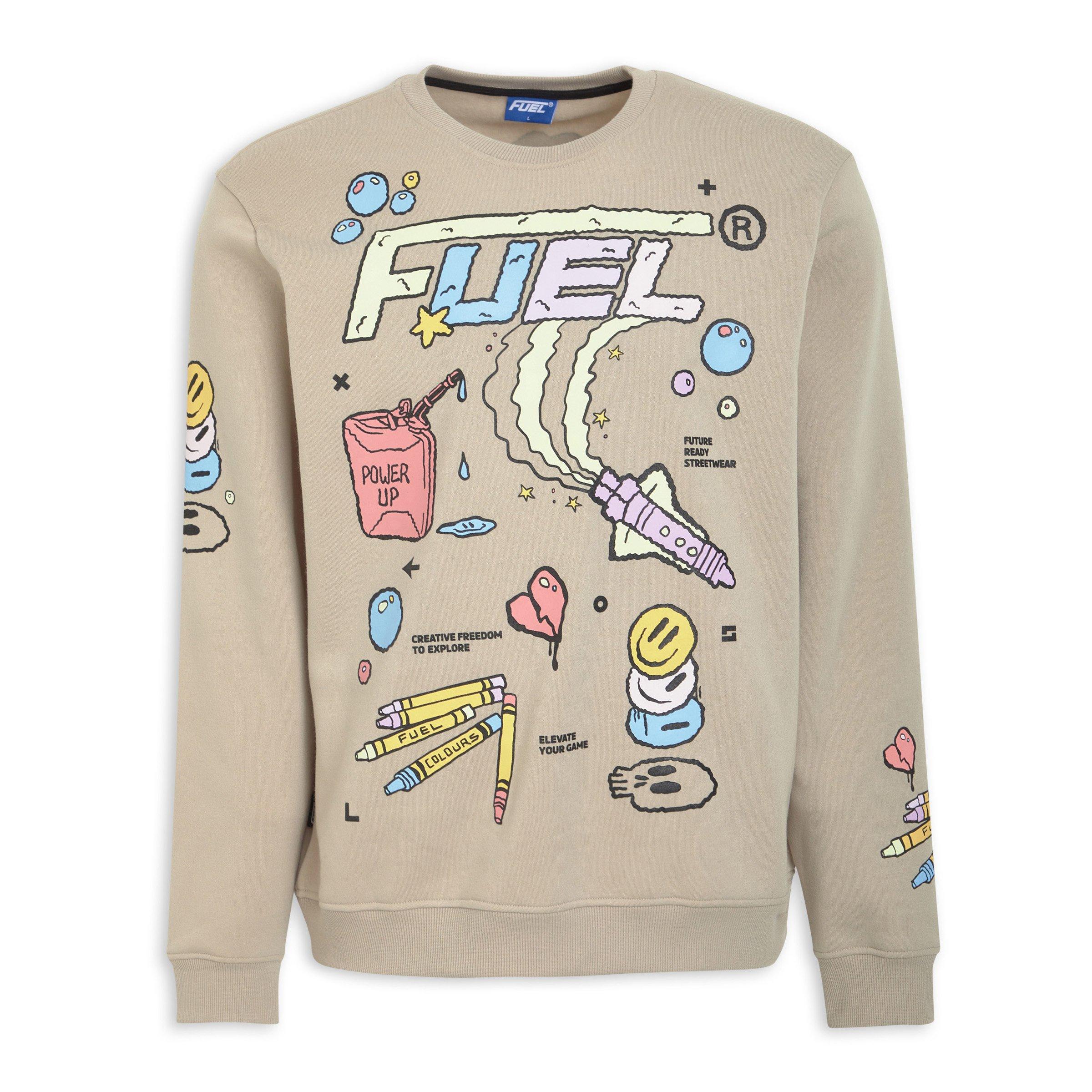Beige Printed Sweat Top (3217859) | Fuel