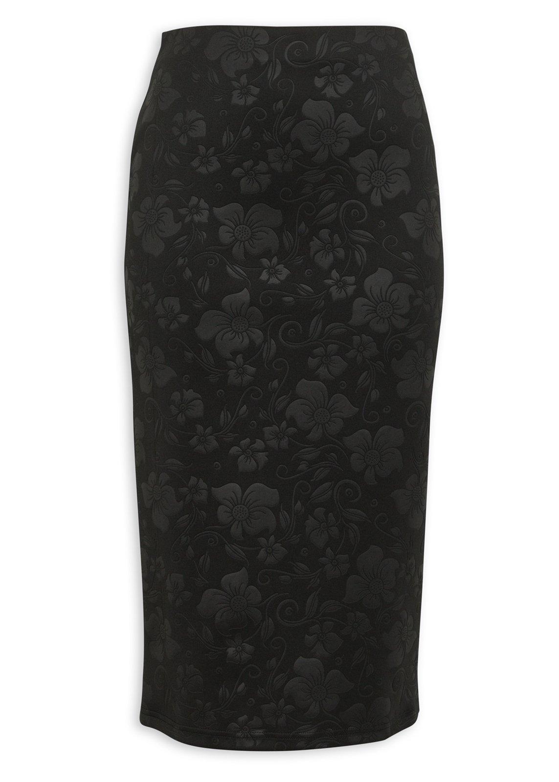 Black & Gold Print Bodycon Skirt - M main image 1