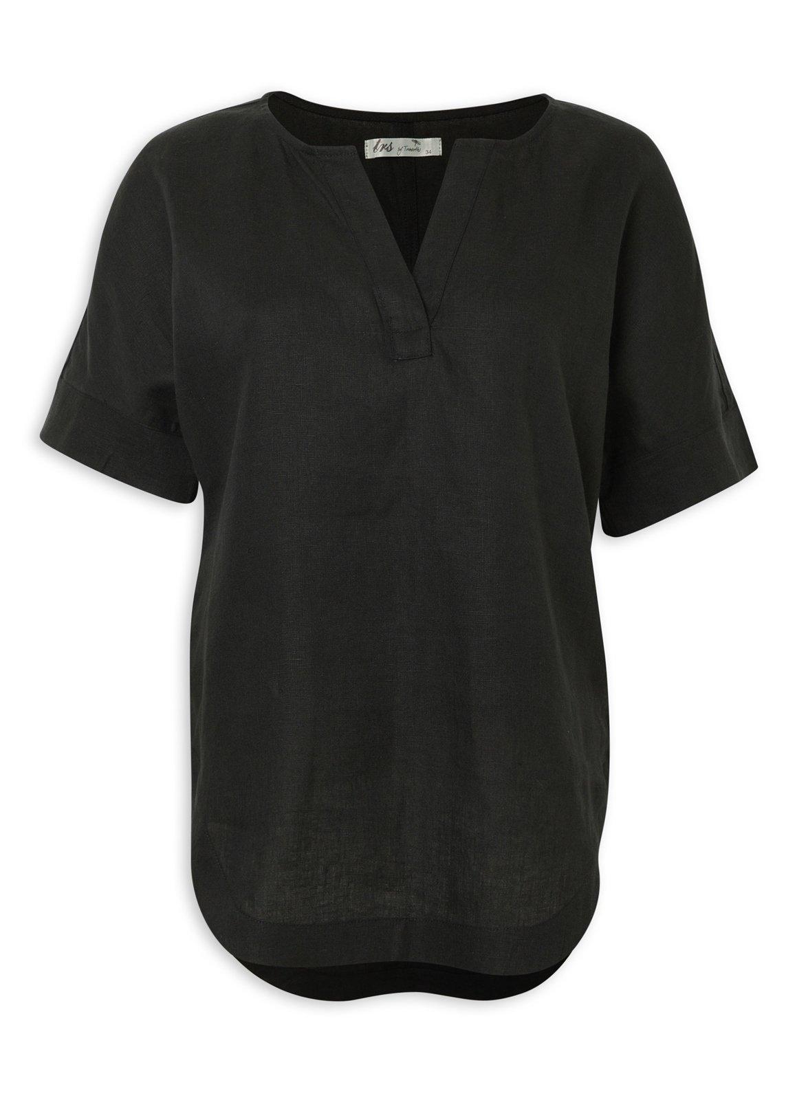 ito イト black linen tops Black Linen Top (3218222) | TRS