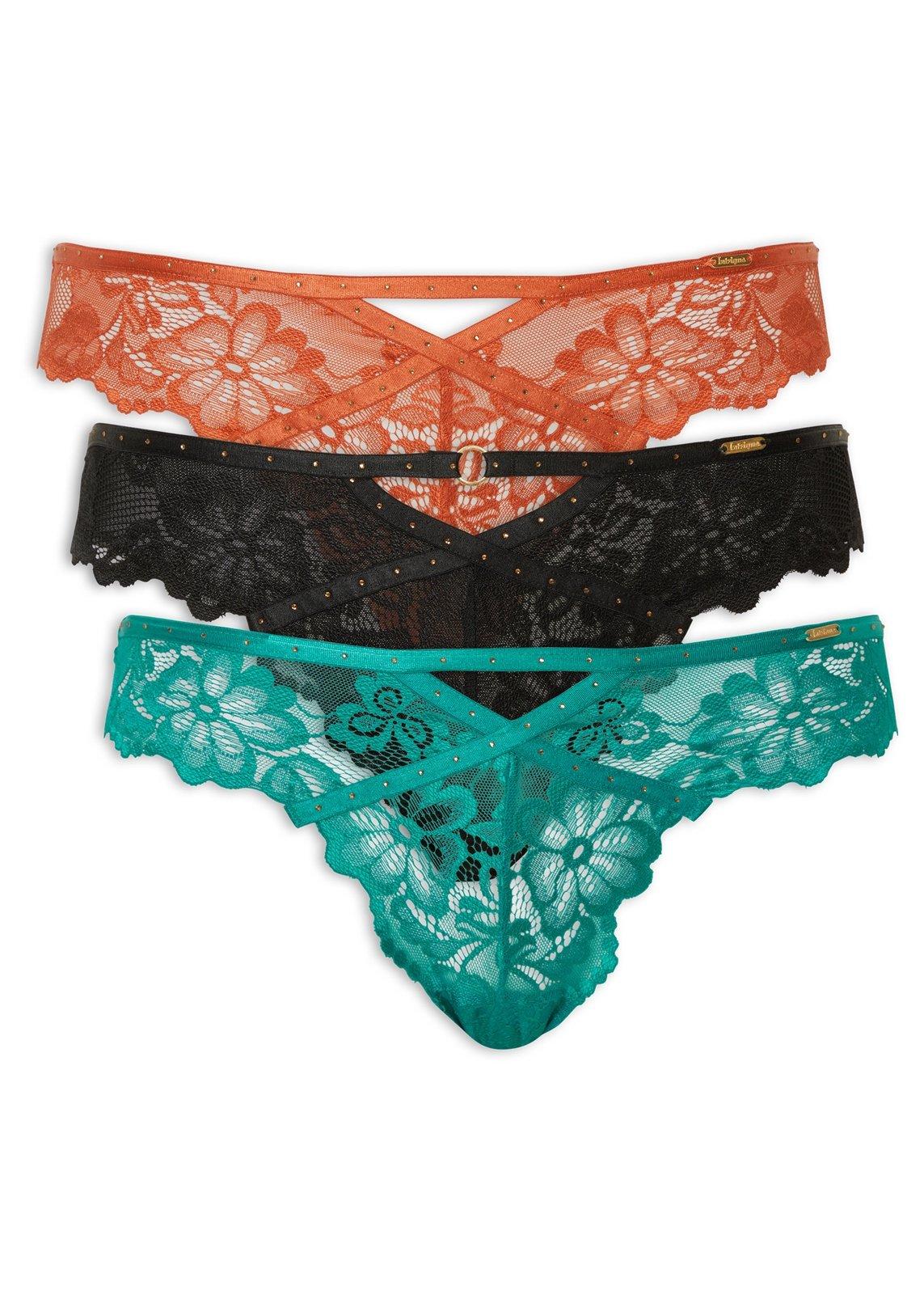 3-pack Green and Orange Lace Panties (3218265) | Intrigue