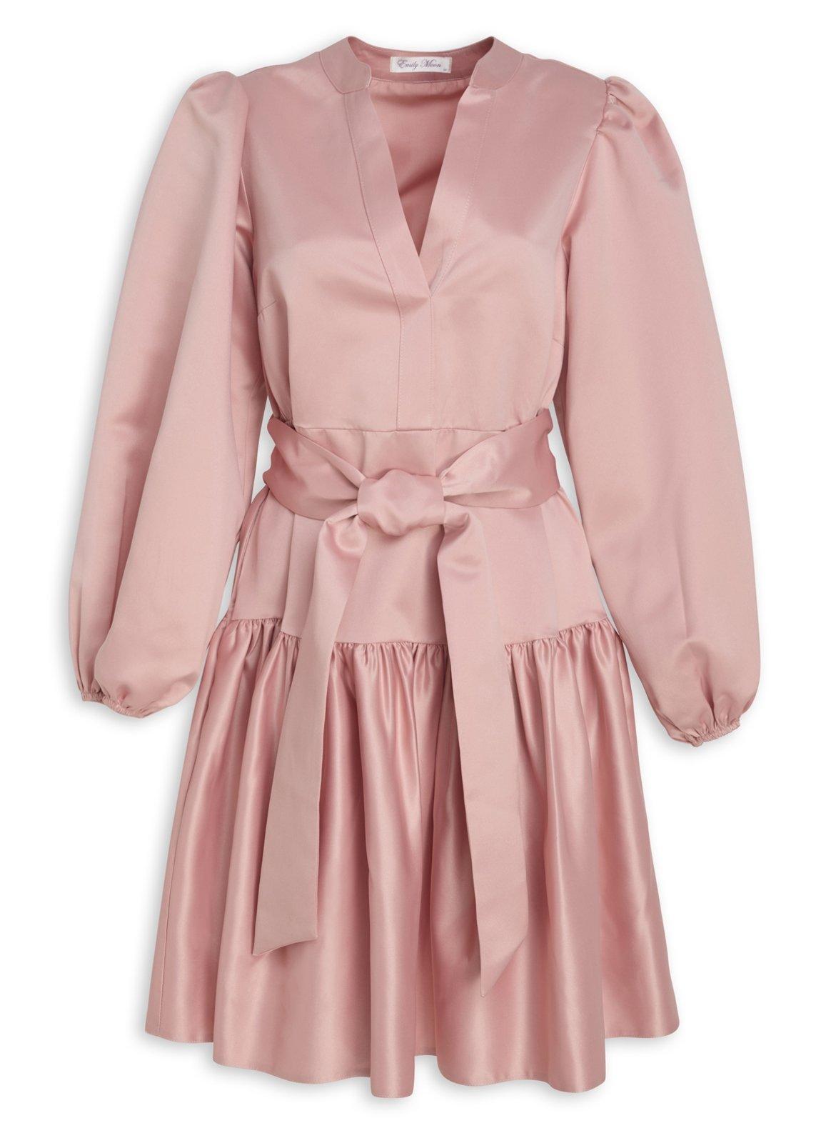 Pink Tiered Dress with Tie Belt (3218622) | Essence Pink Tiered Dress with Tie Belt (3218622) | Essence