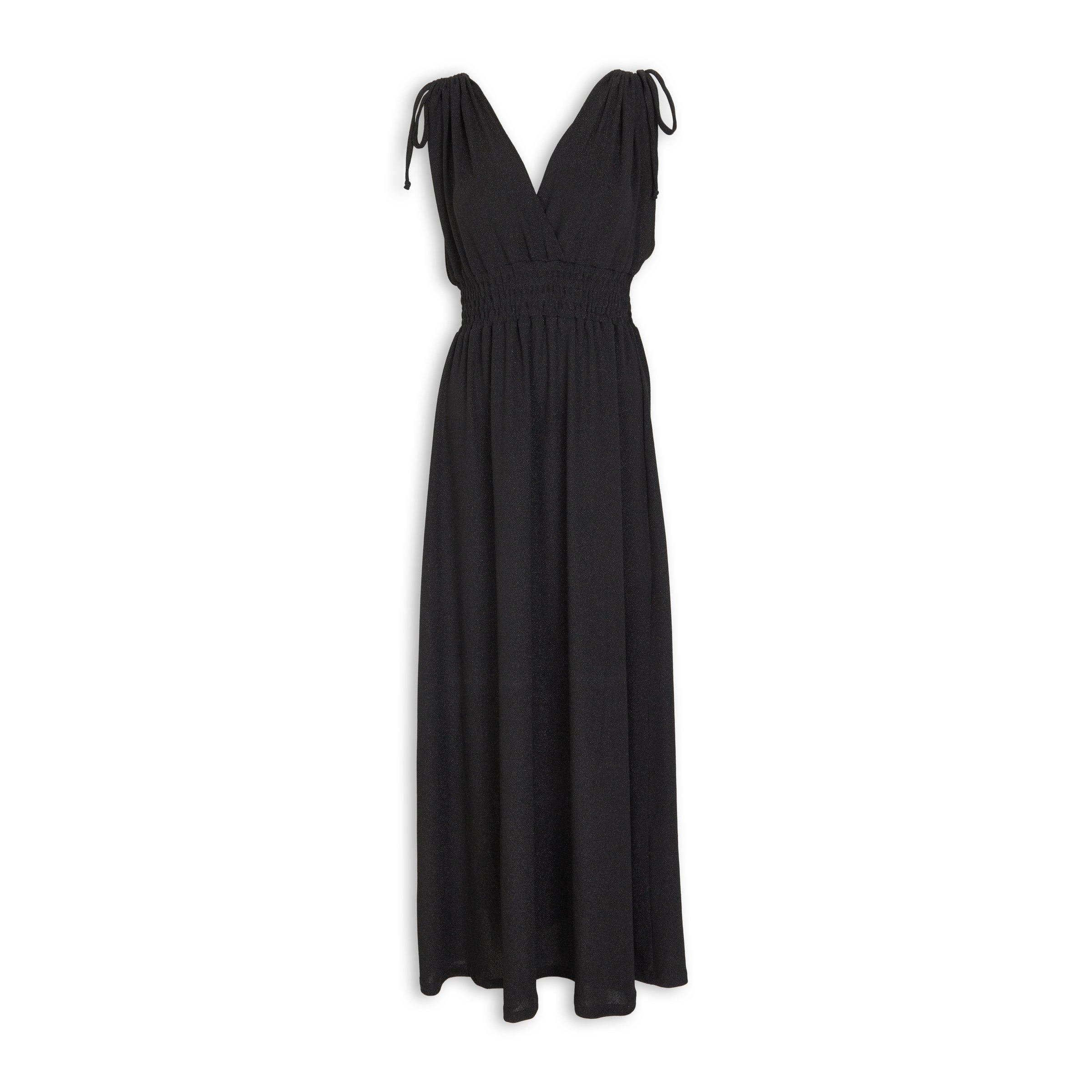 1210322 Black Elastic Waist Dress