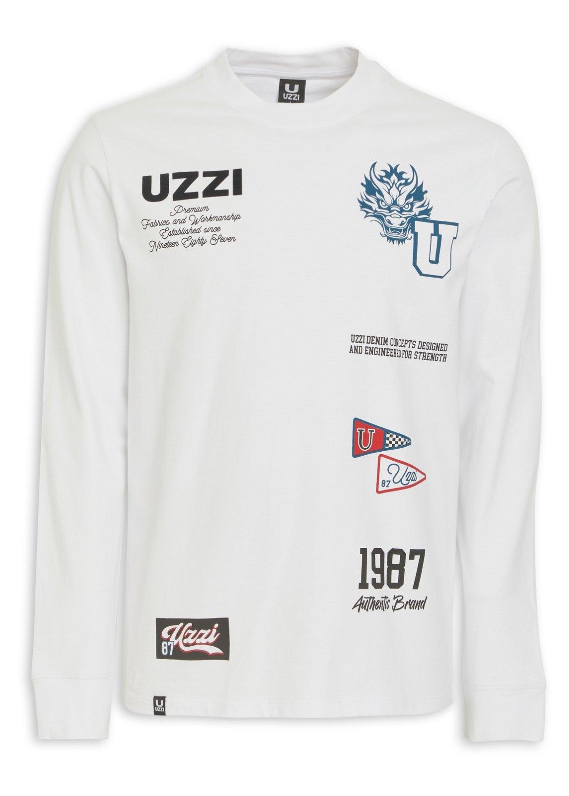 White Graphic Long Sleeve T-shirt (3218923) | UZZI