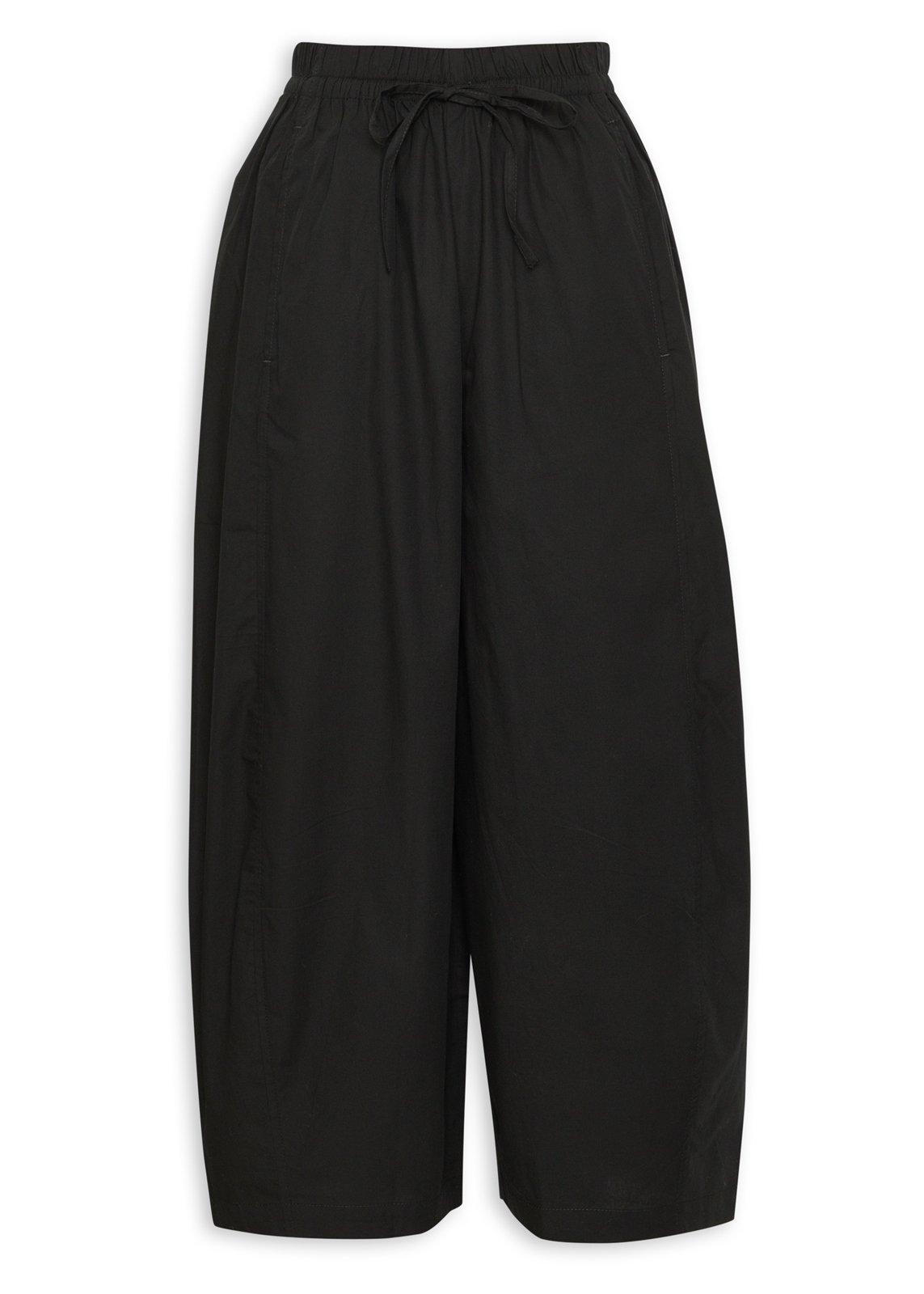 Black Cotton Elasticated Barrel Pants (3219040) | Basix