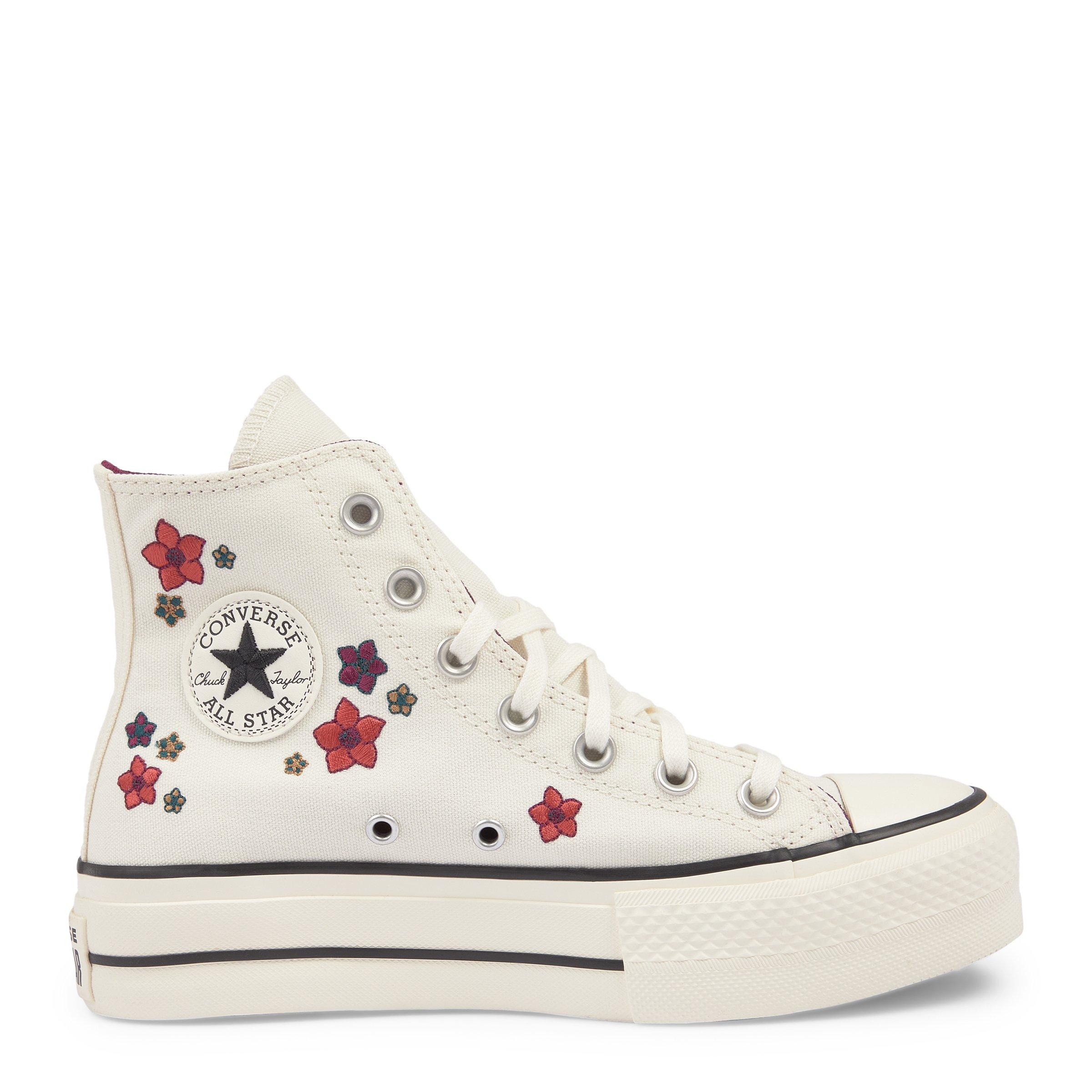 White All Star Lift Platform Flowers Sneakers (3219205) | Converse